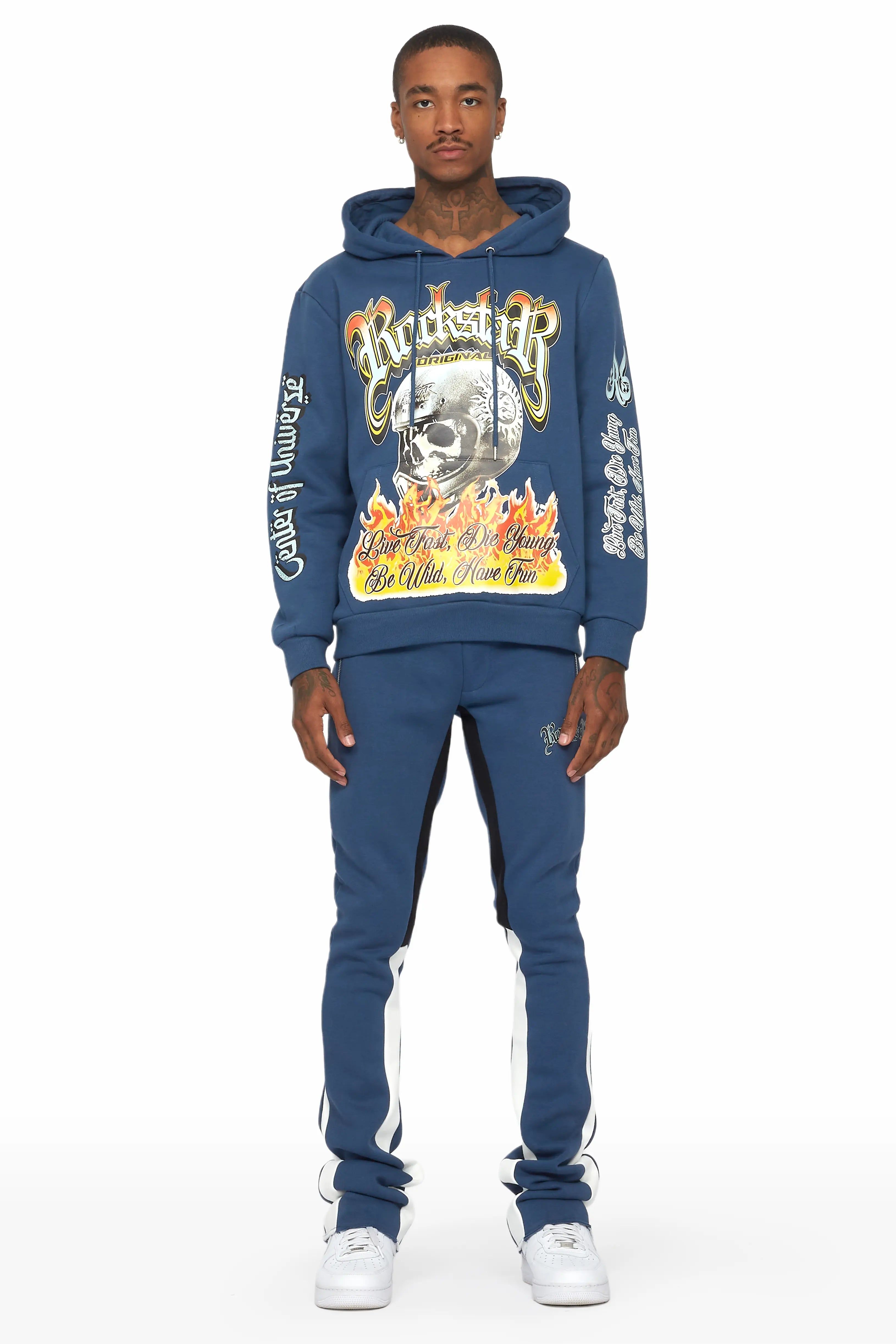 Souta Navy Hoodie/Stacked Flare Pant Set sold by Rockstar Original