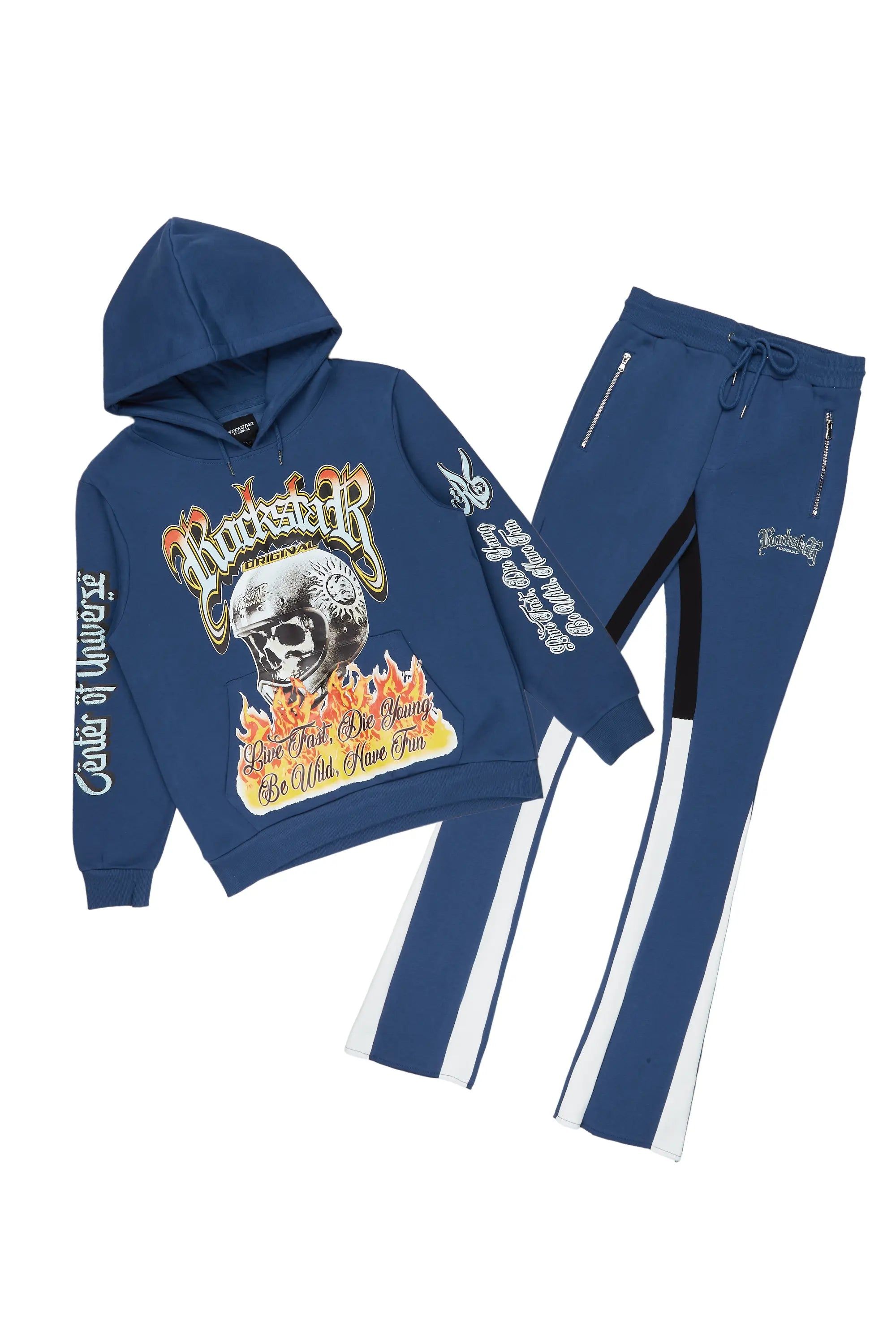 Souta Navy Hoodie/Stacked Flare Pant Set sold by Rockstar Original product image thumbnail 2