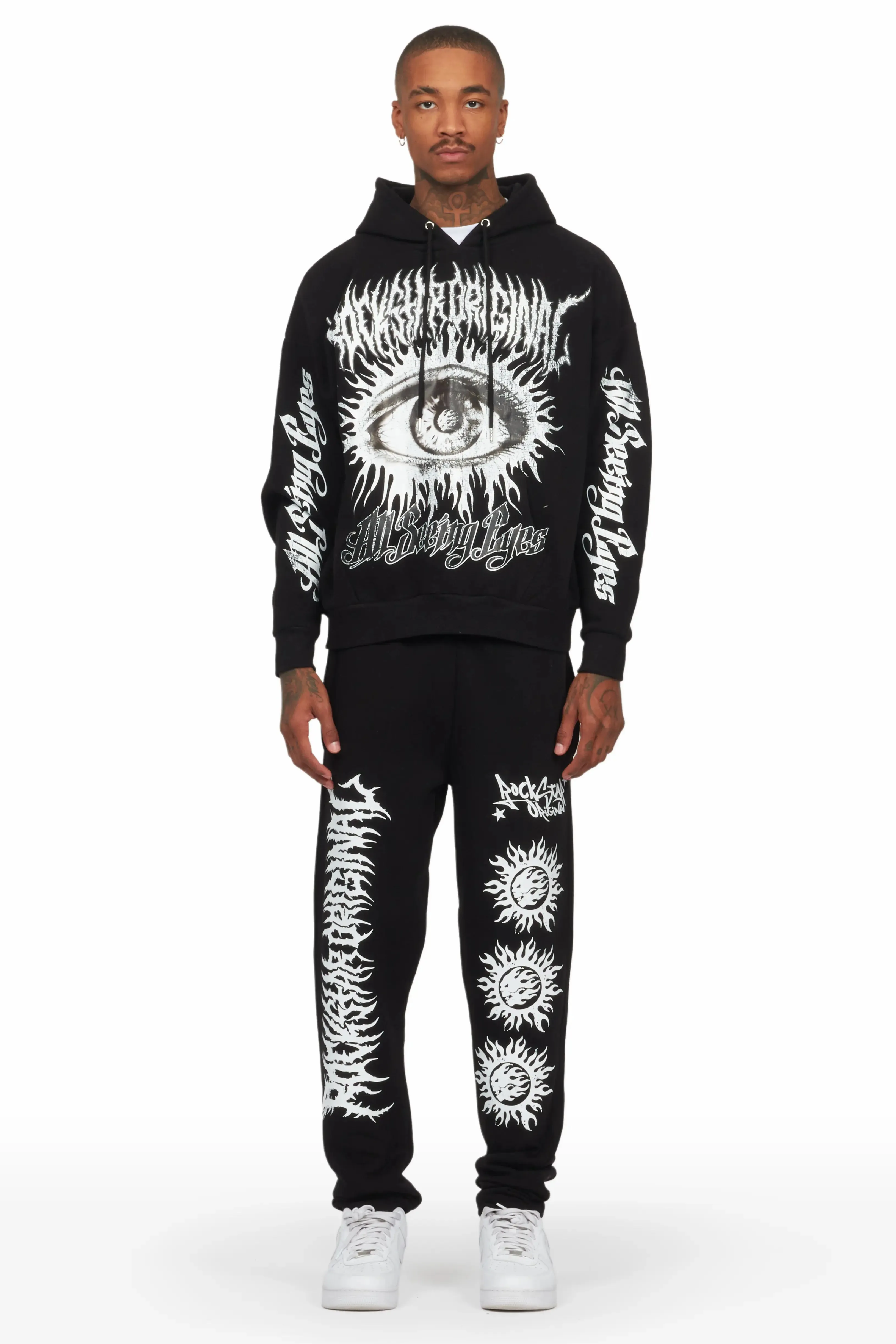 All Seeing Eyes Black Relax Fit Track Set sold by Rockstar Original