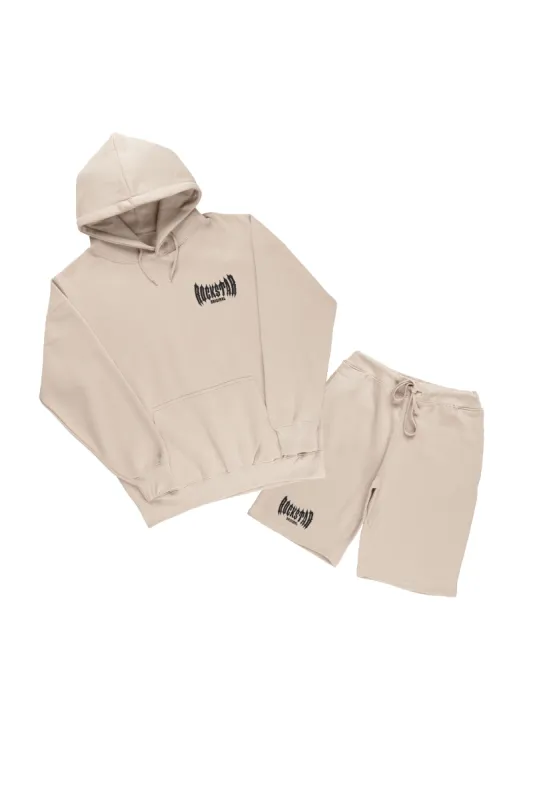 Skeller Beige Hoodie Short Set made by Rockstar Original