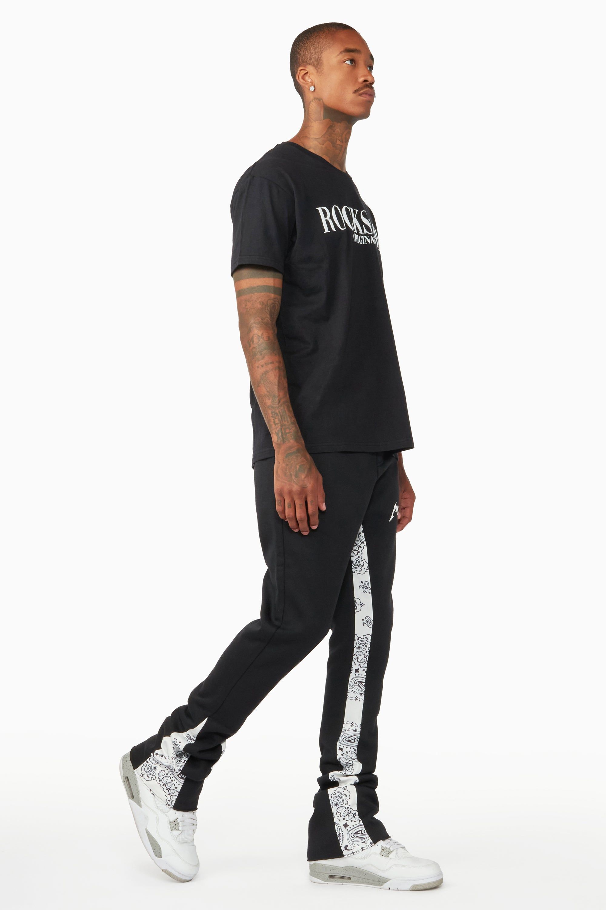 Everest Black/Bandana White Stacked Flare Track Pant sold by Rockstar Original product image thumbnail 5