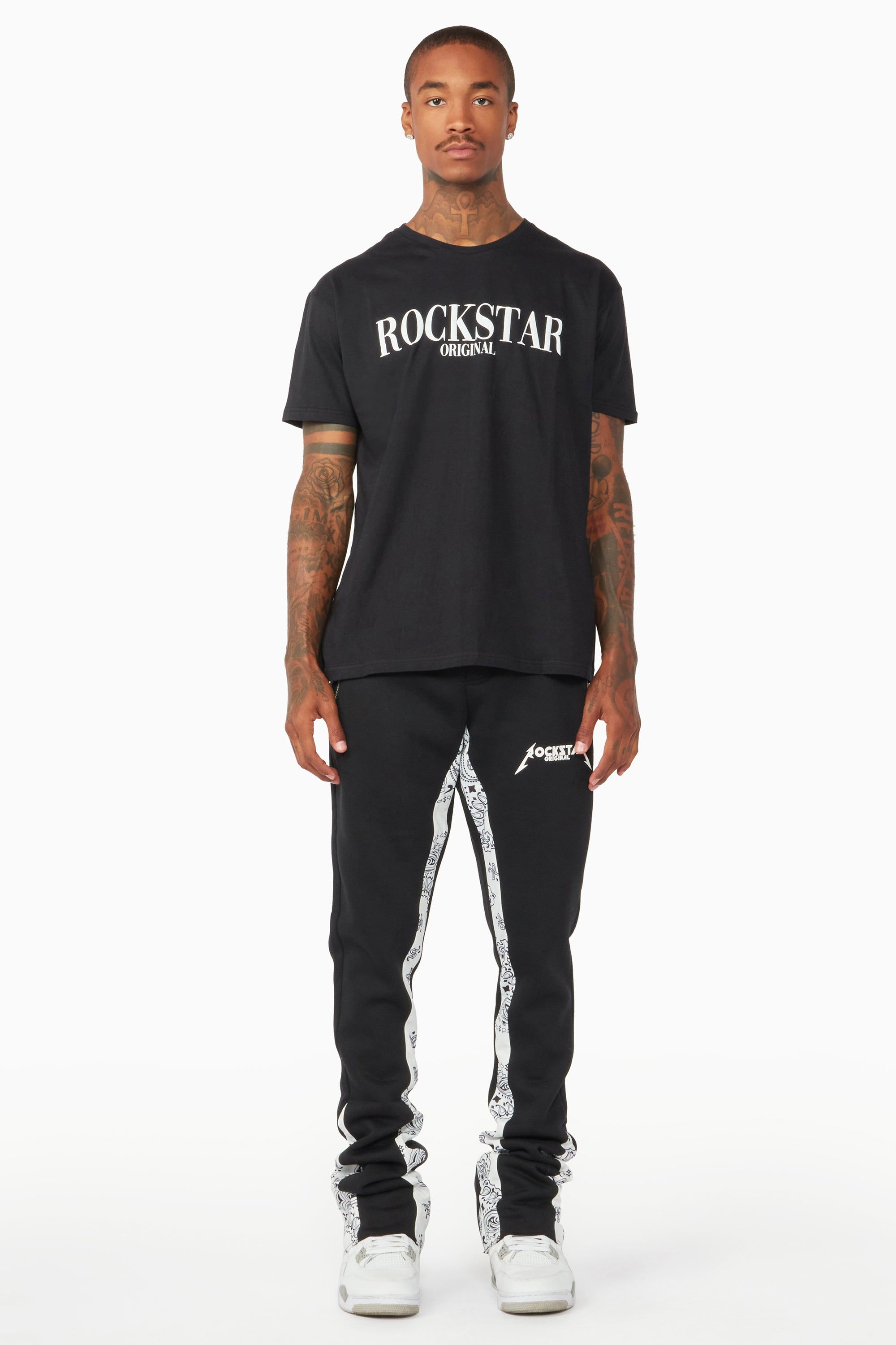 Everest Black/Bandana White Stacked Flare Track Pant sold by Rockstar Original product image thumbnail 2