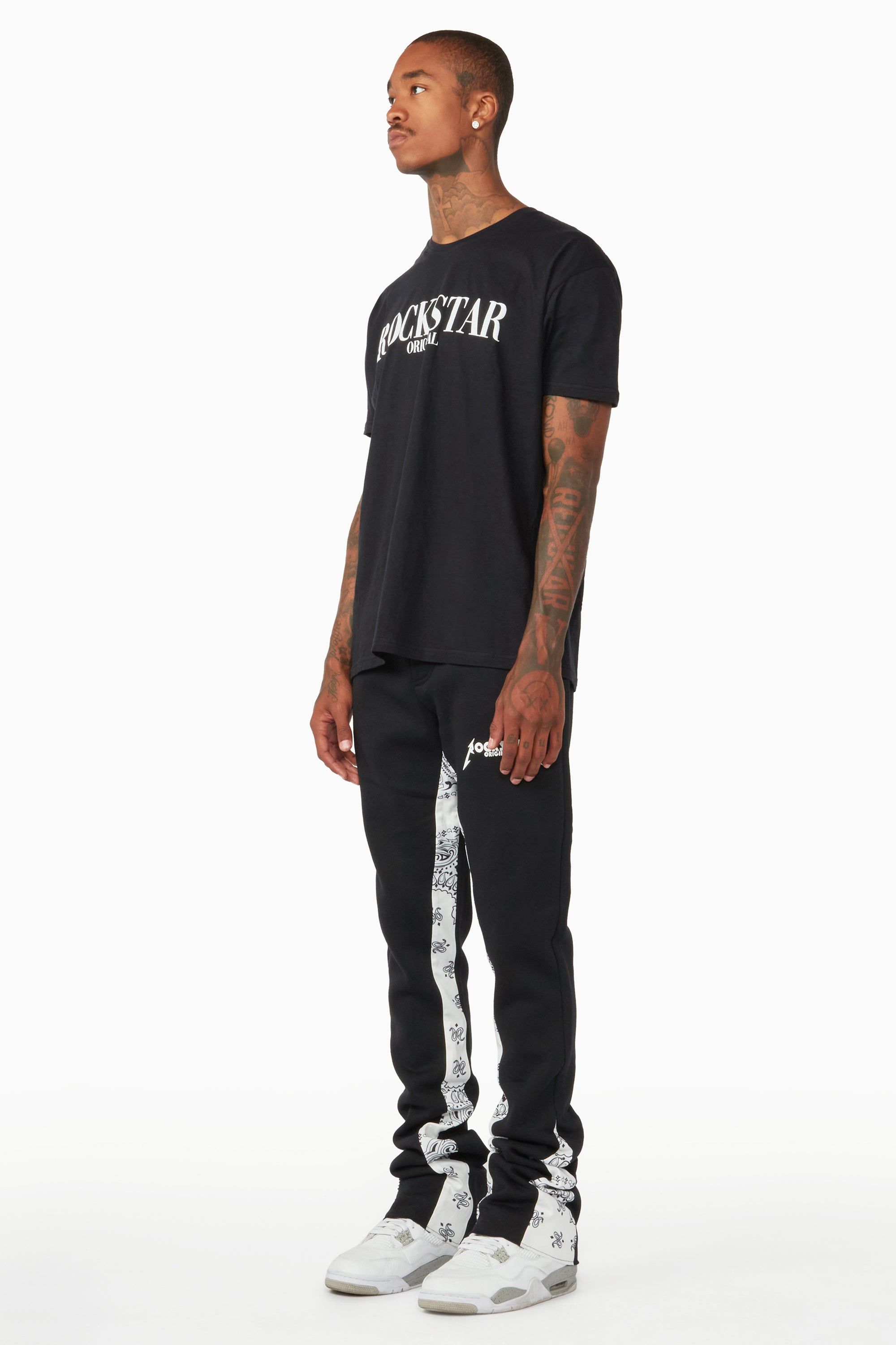 Everest Black/Bandana White Stacked Flare Track Pant sold by Rockstar Original product image thumbnail 3
