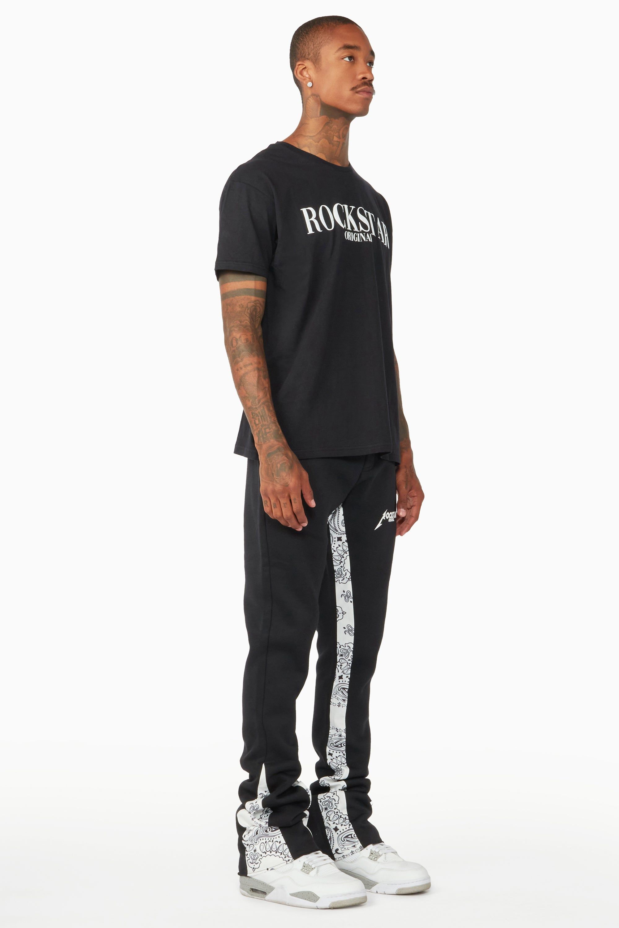 Everest Black/Bandana White Stacked Flare Track Pant sold by Rockstar Original product image thumbnail 4