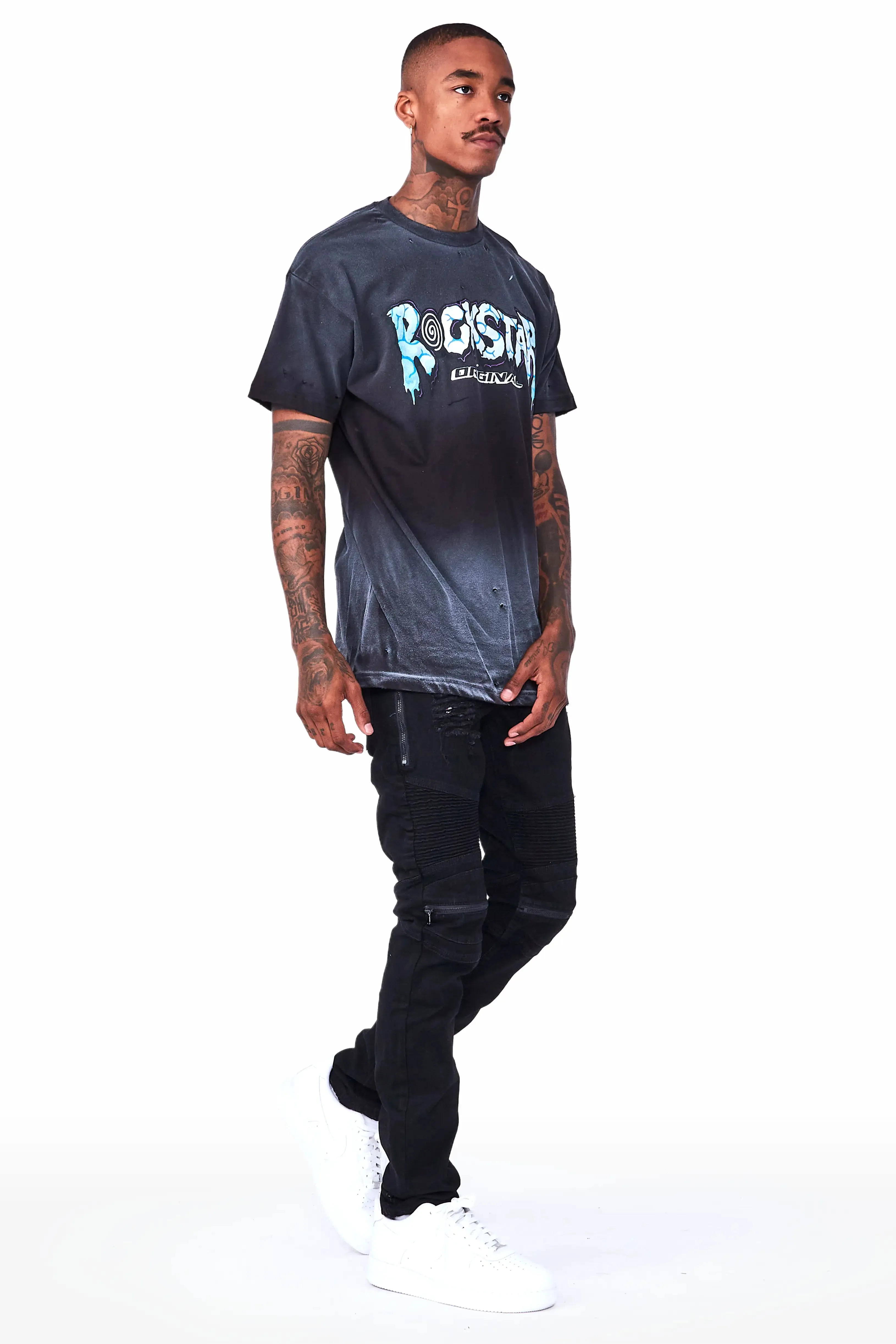 Bk Signature Biker / Zipper Knee Jean- Black sold by Rockstar Original product image thumbnail 4