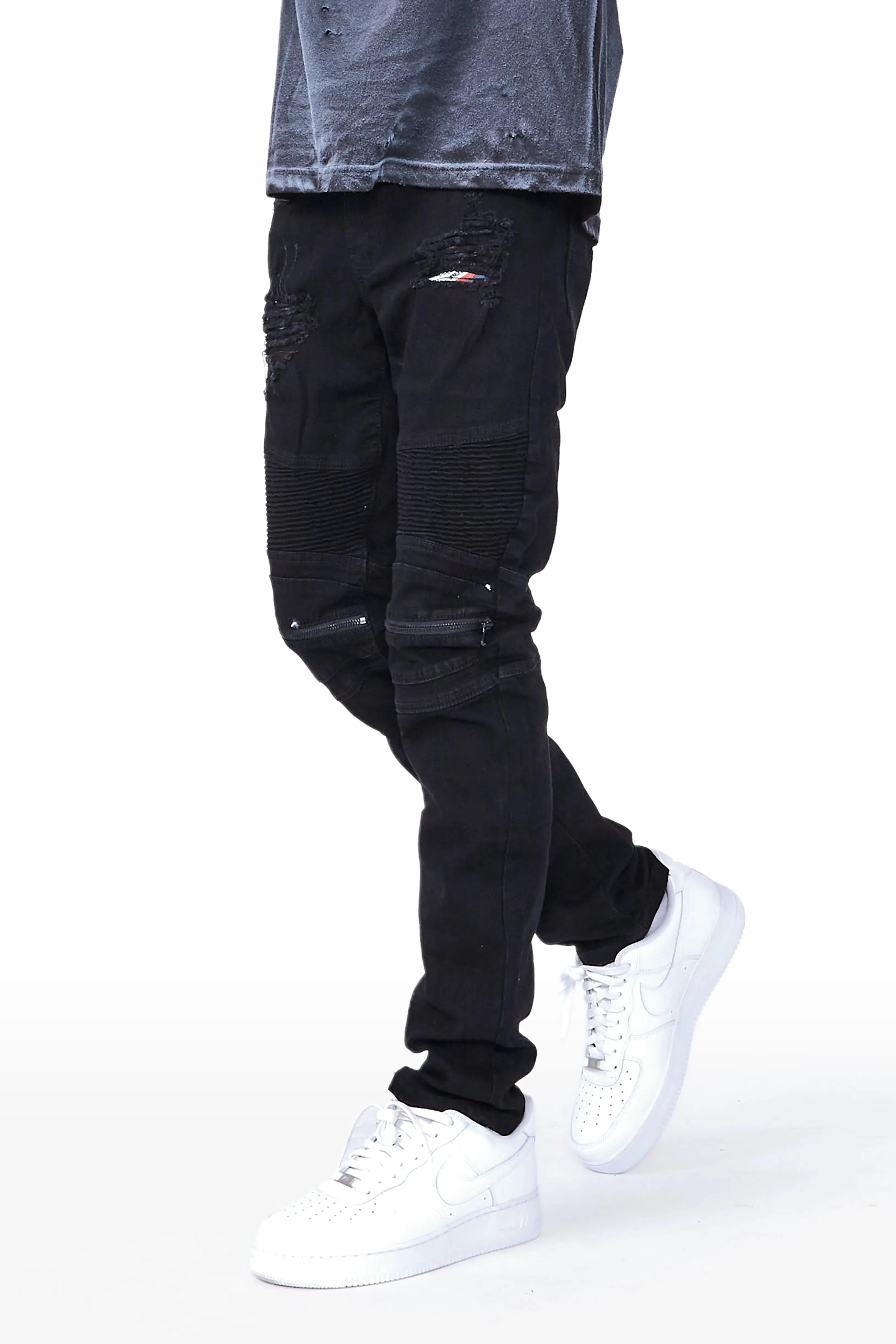 Bk Signature Biker / Zipper Knee Jean- Black sold by Rockstar Original