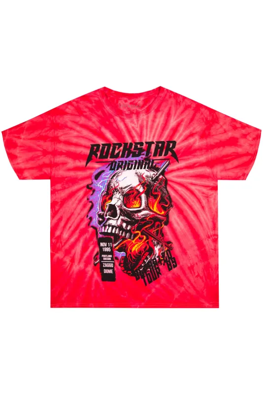 Joni Printed Tie Dye T-Shirt-Red/White sold by Rockstar Original