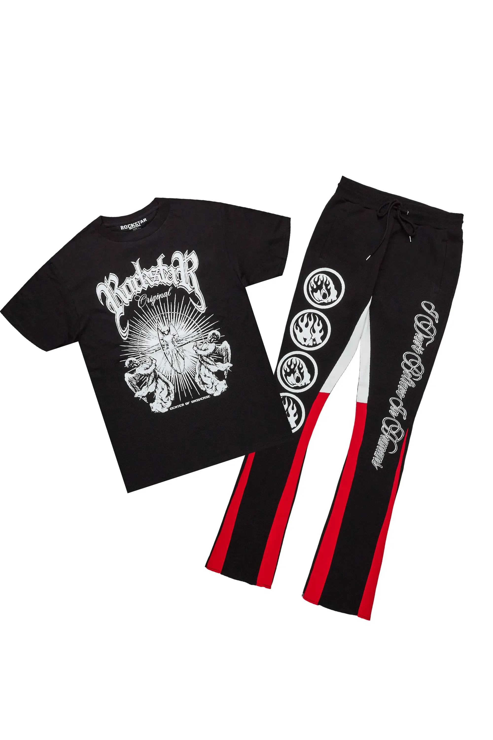 Yarden Black T-Shirt Stacked Flare Track Set sold by Rockstar Original