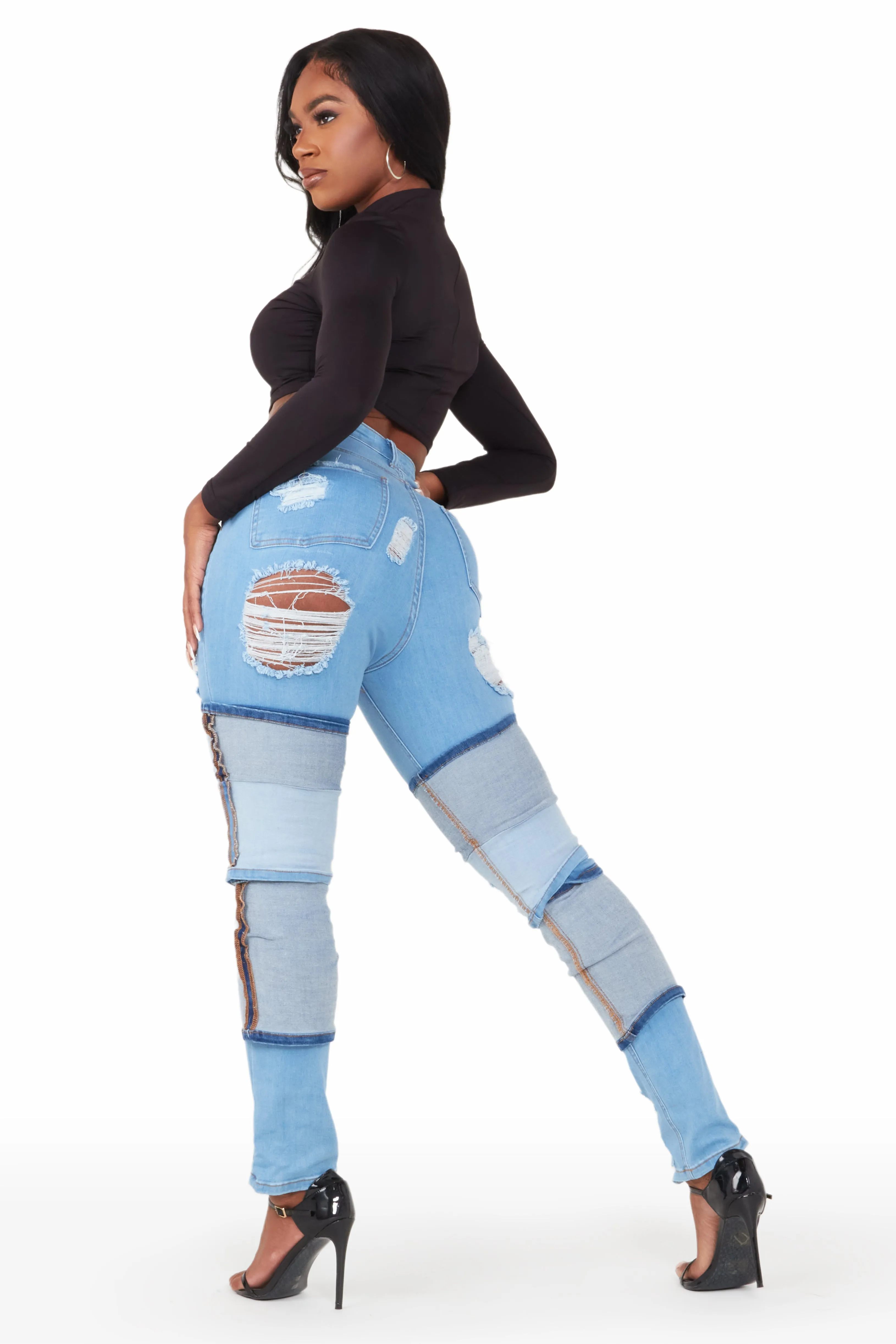 Angelica Light Wash Distressed Skinny Jean sold by Rockstar Original product image thumbnail 2