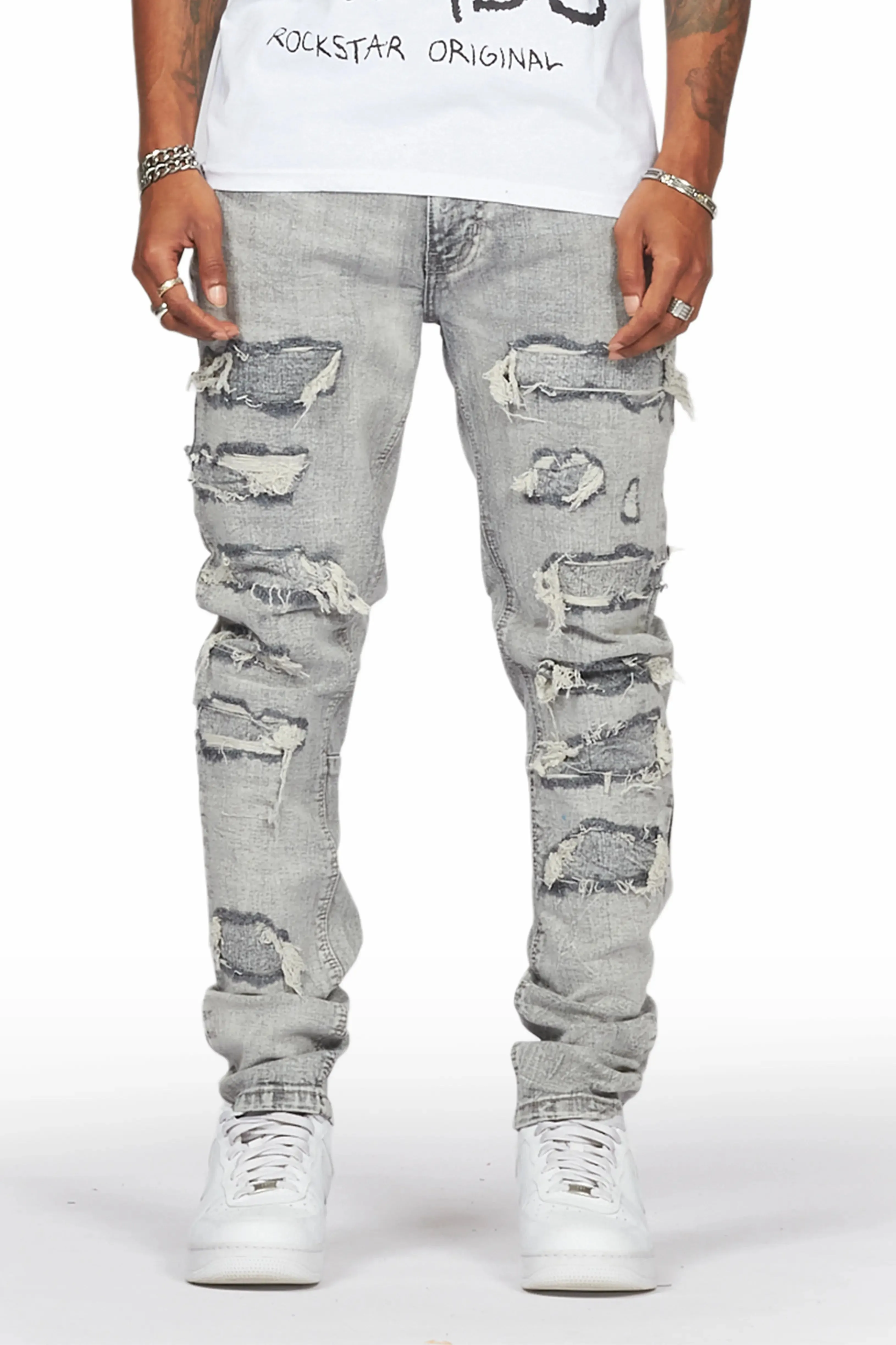 Dalit Grey Under Patch Skinny Fit Jean sold by Rockstar Original
