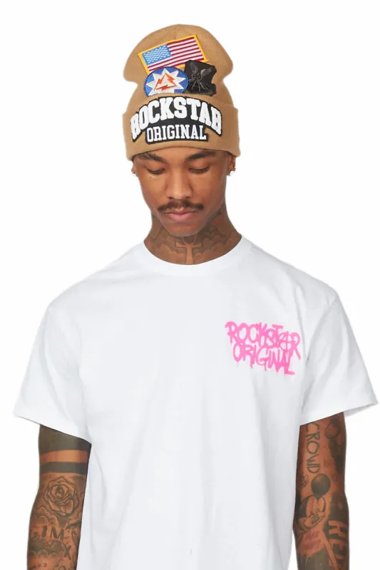 Egan Tan Patchwork Beanie sold by Rockstar Original