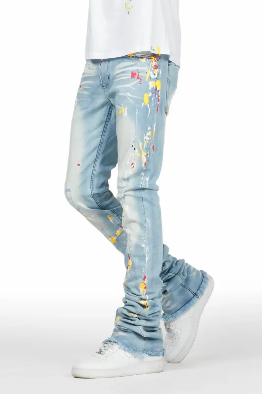 Bashar Blue Painter Super Stacked Flare Jean sold by Rockstar Original