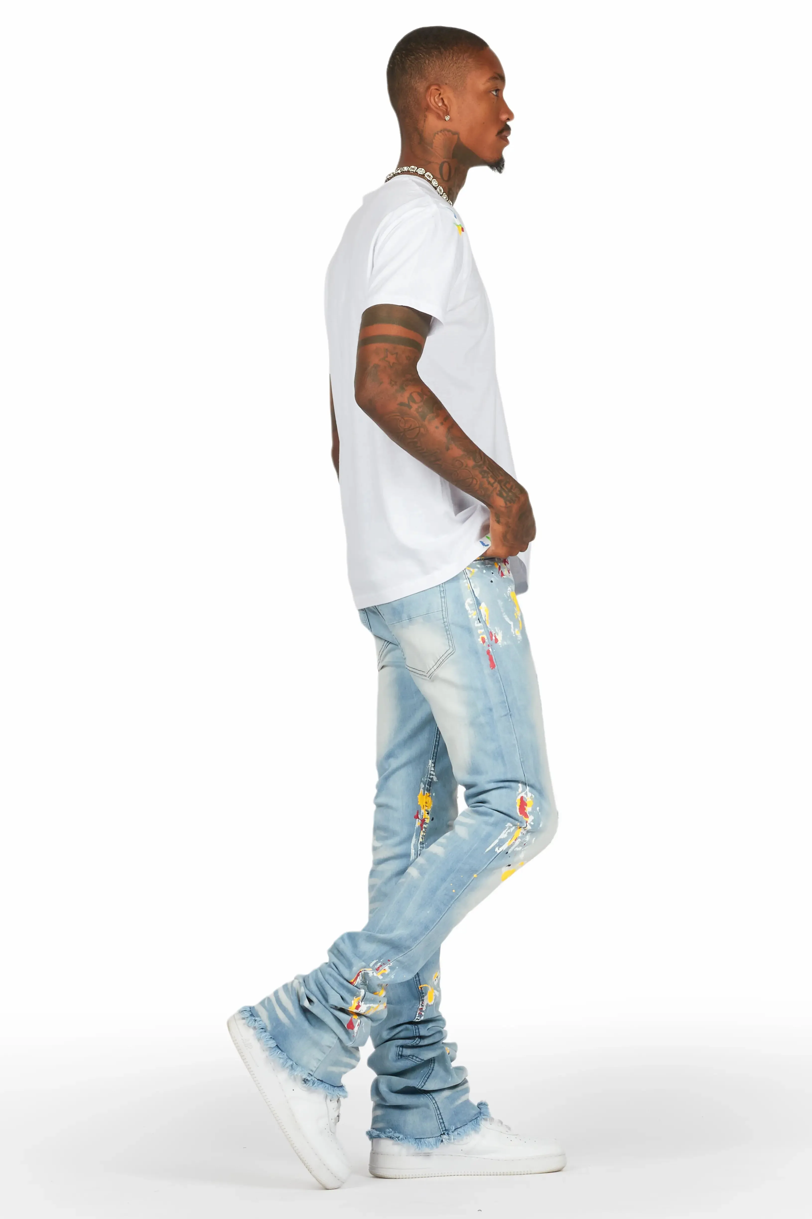 Bashar Blue Painter Super Stacked Flare Jean sold by Rockstar Original product image thumbnail 4