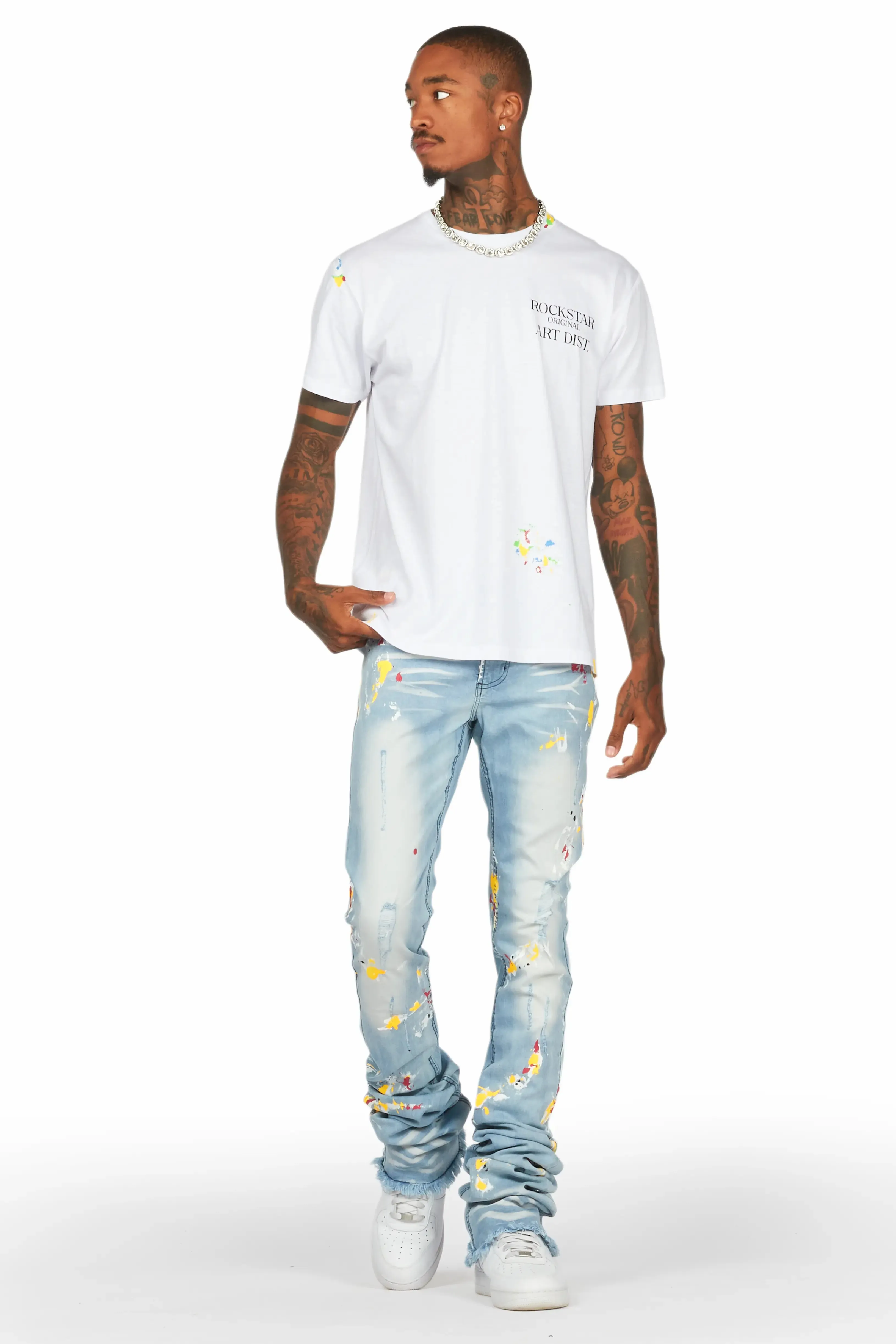 Bashar Blue Painter Super Stacked Flare Jean sold by Rockstar Original product image thumbnail 3