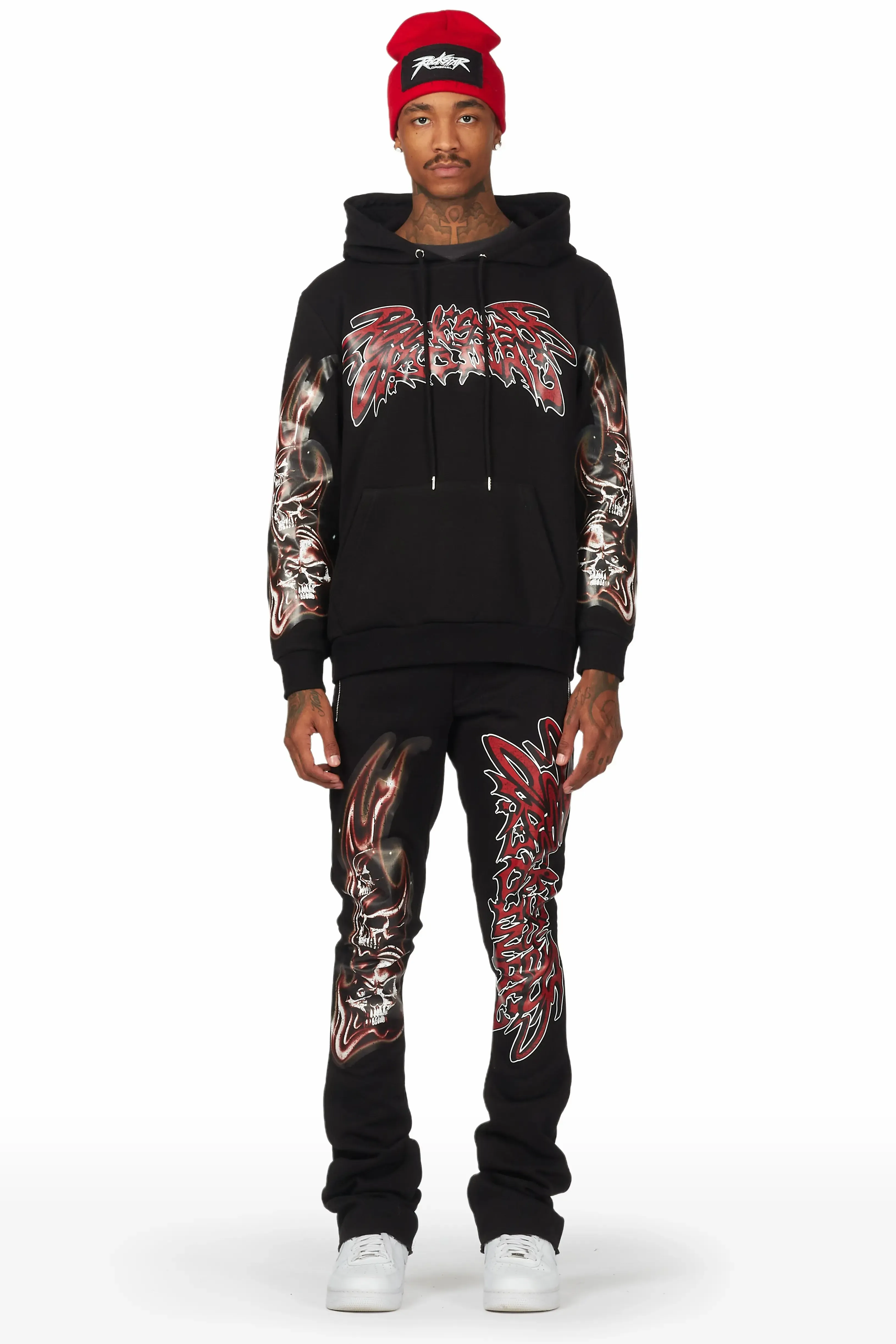 Smoky Black Hoodie Stacked Flare Track Set sold by Rockstar Original