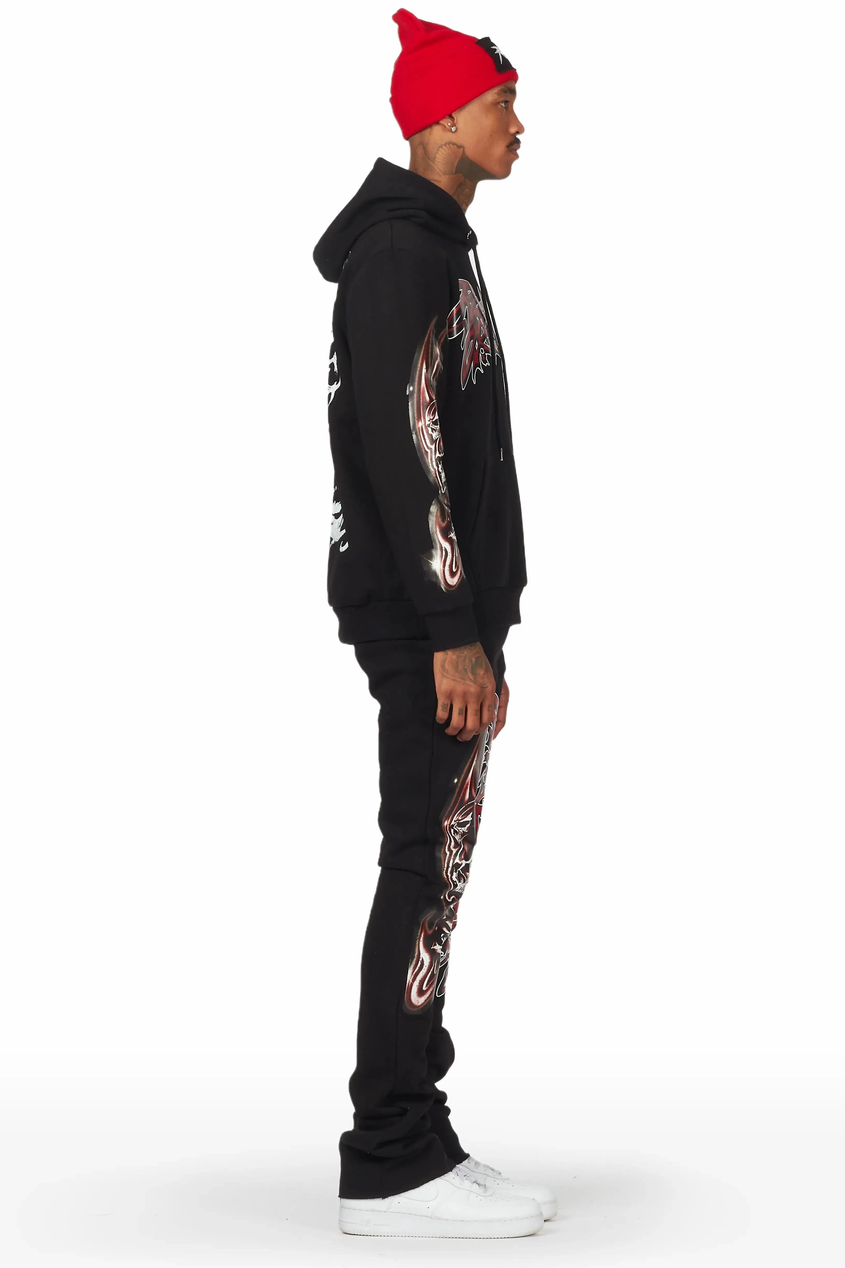 Smoky Black Hoodie Stacked Flare Track Set sold by Rockstar Original product image thumbnail 3