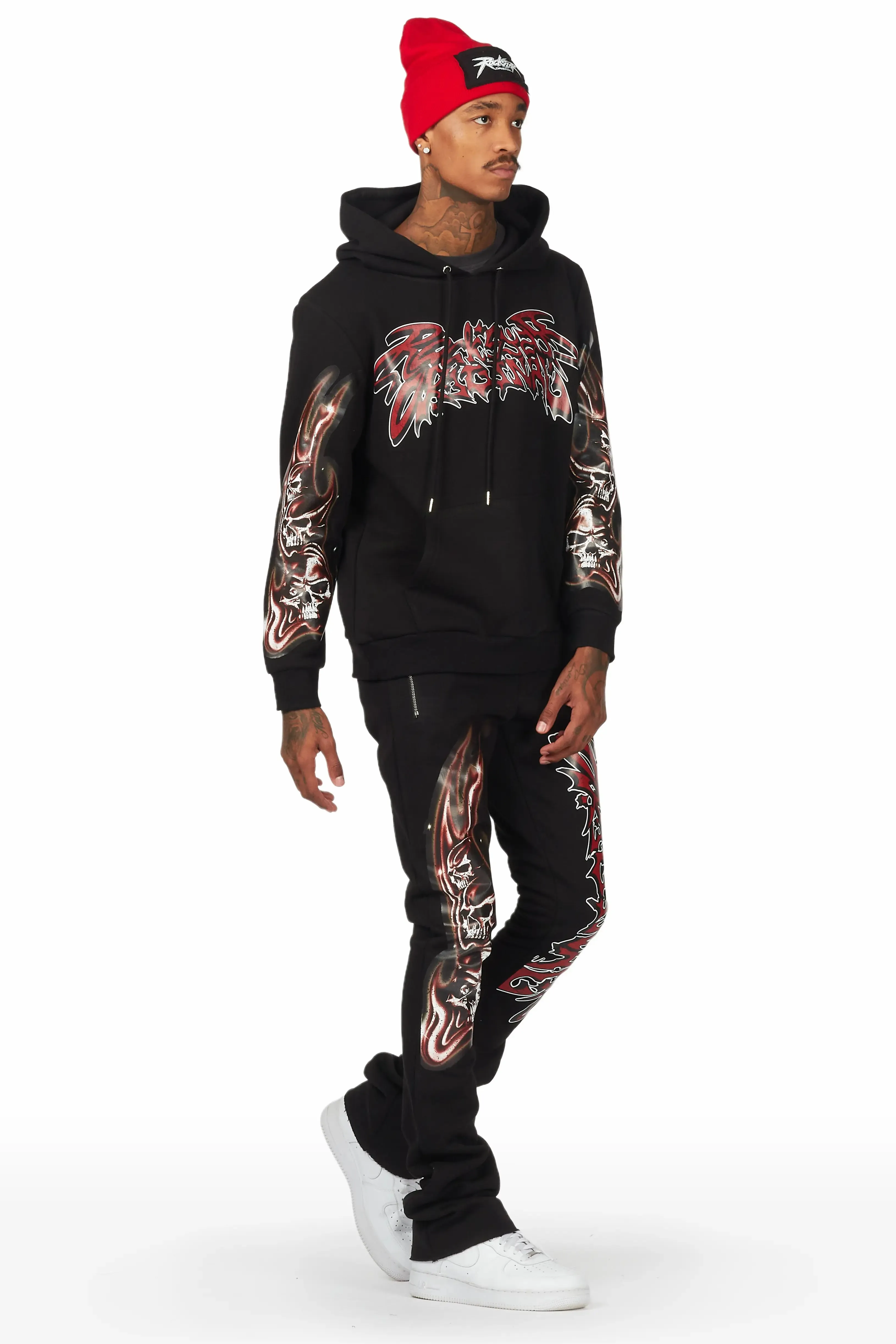 Smoky Black Hoodie Stacked Flare Track Set sold by Rockstar Original product image thumbnail 4