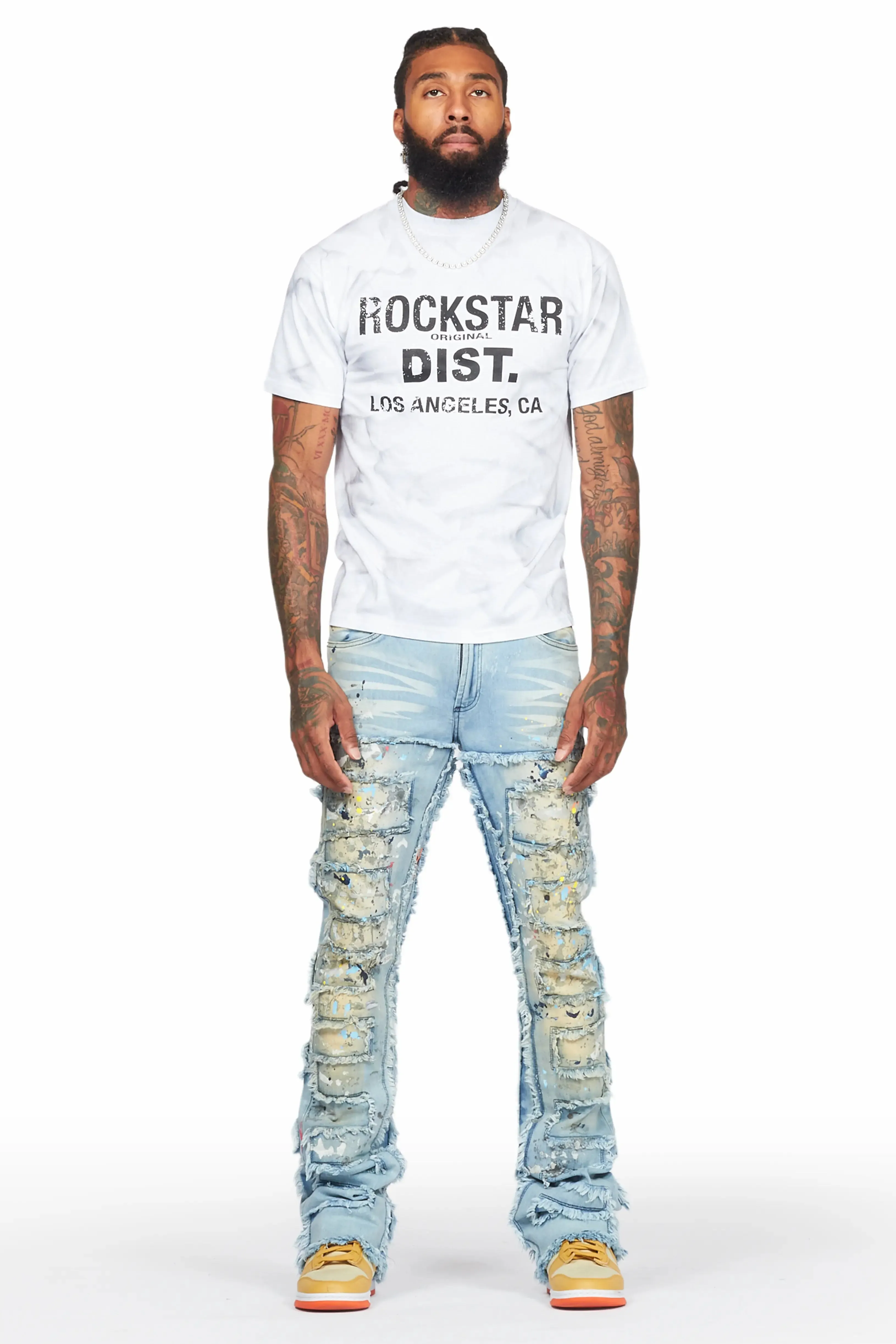 Qasim Blue Painter Stacked Flare Jean sold by Rockstar Original product image thumbnail 3