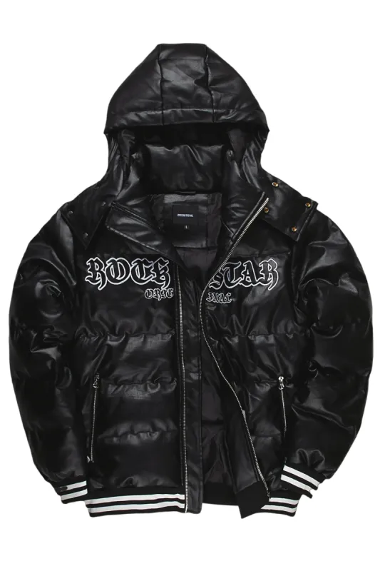 Achim Black Graphic Puffer Jacket sold by Rockstar Original