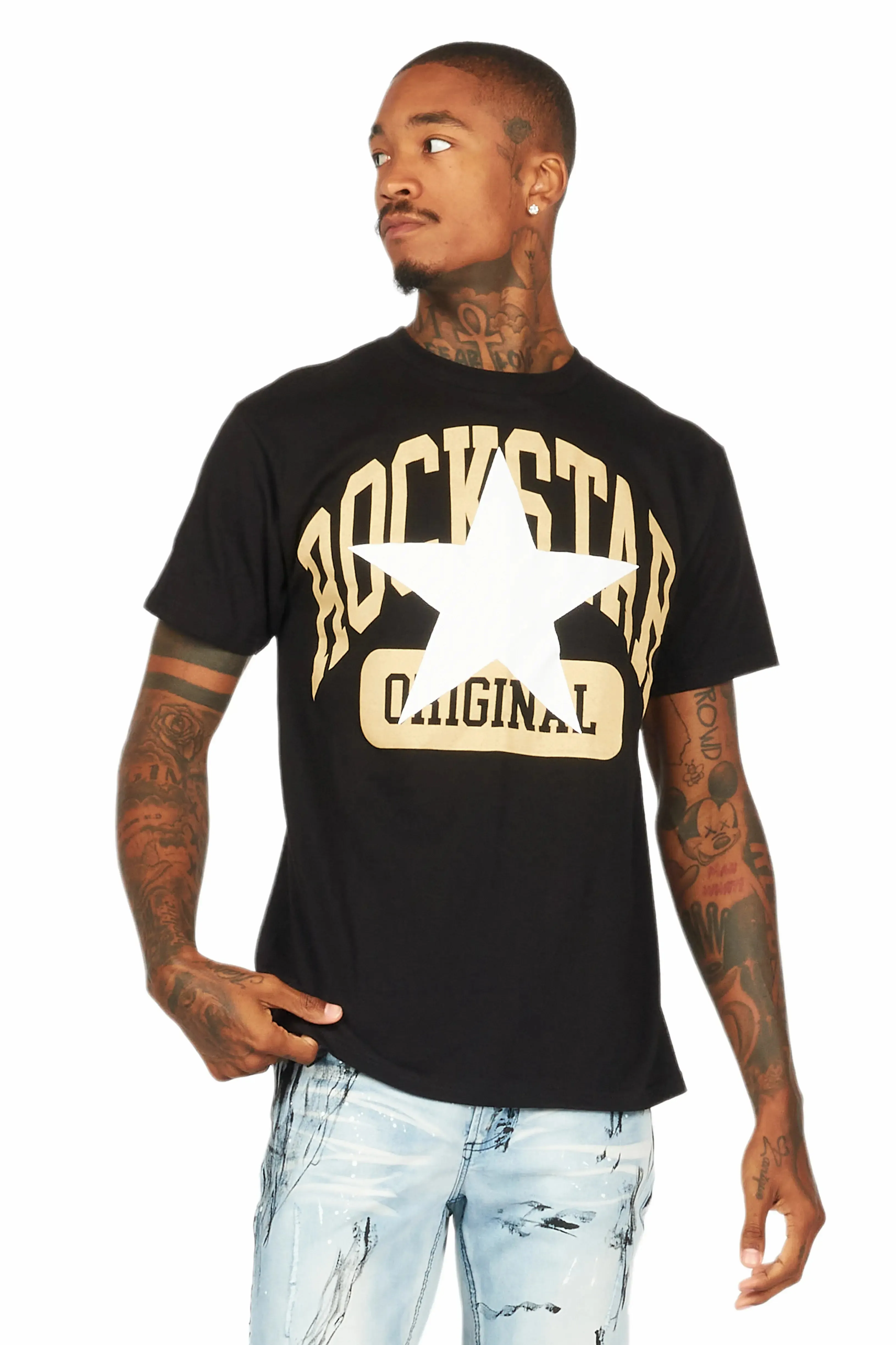 Dash Black/Beige Graphic T-Shirt sold by Rockstar Original product image thumbnail 2