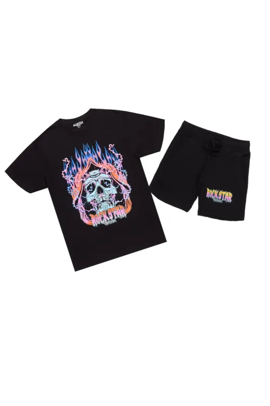 Disstans Black Graphic T-Shirt- Short Set sold by Rockstar Original