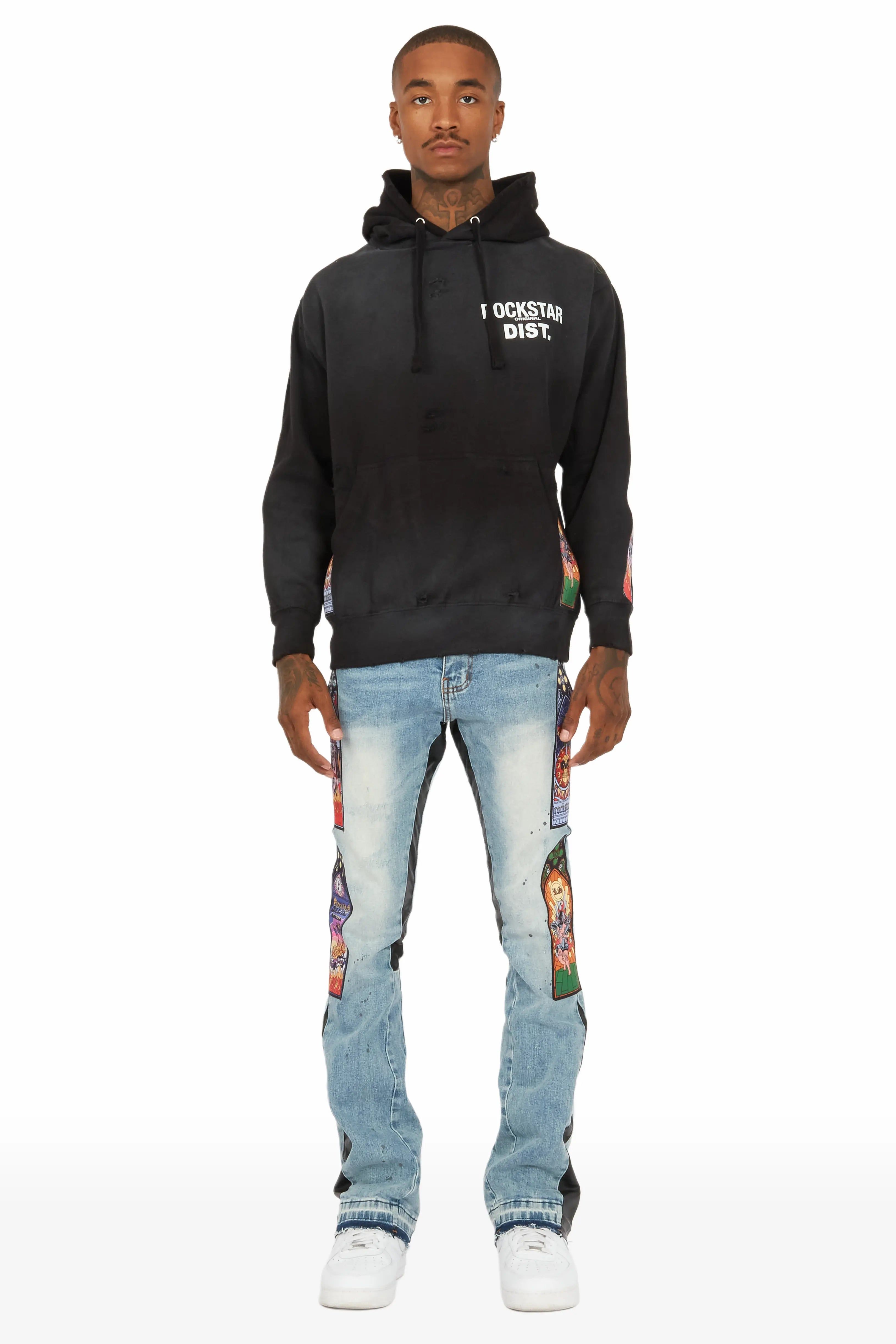 Hamish Black Patchwork Graphic Hoodie sold by Rockstar Original product image thumbnail 3