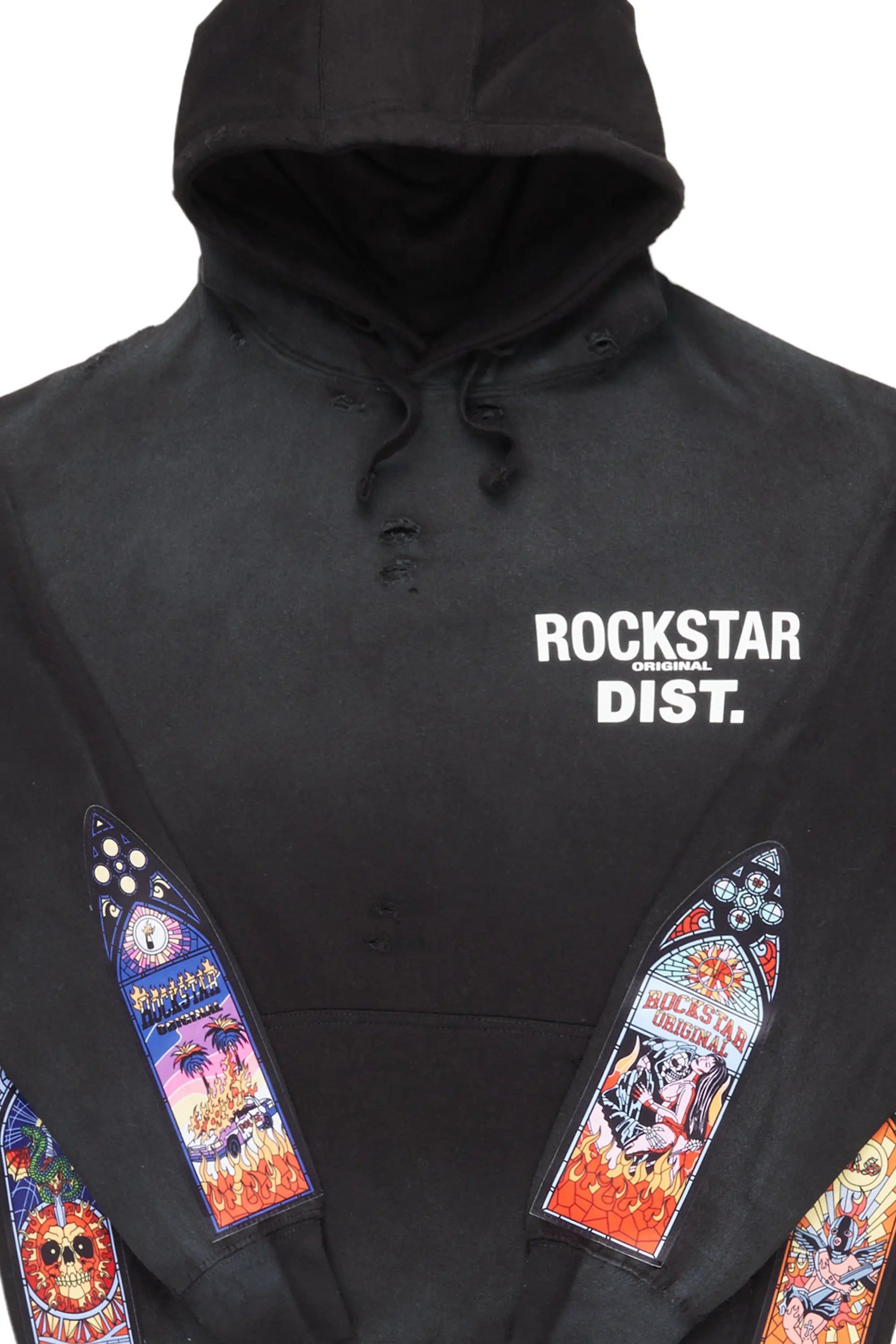 Hamish Black Patchwork Graphic Hoodie sold by Rockstar Original product image thumbnail 7