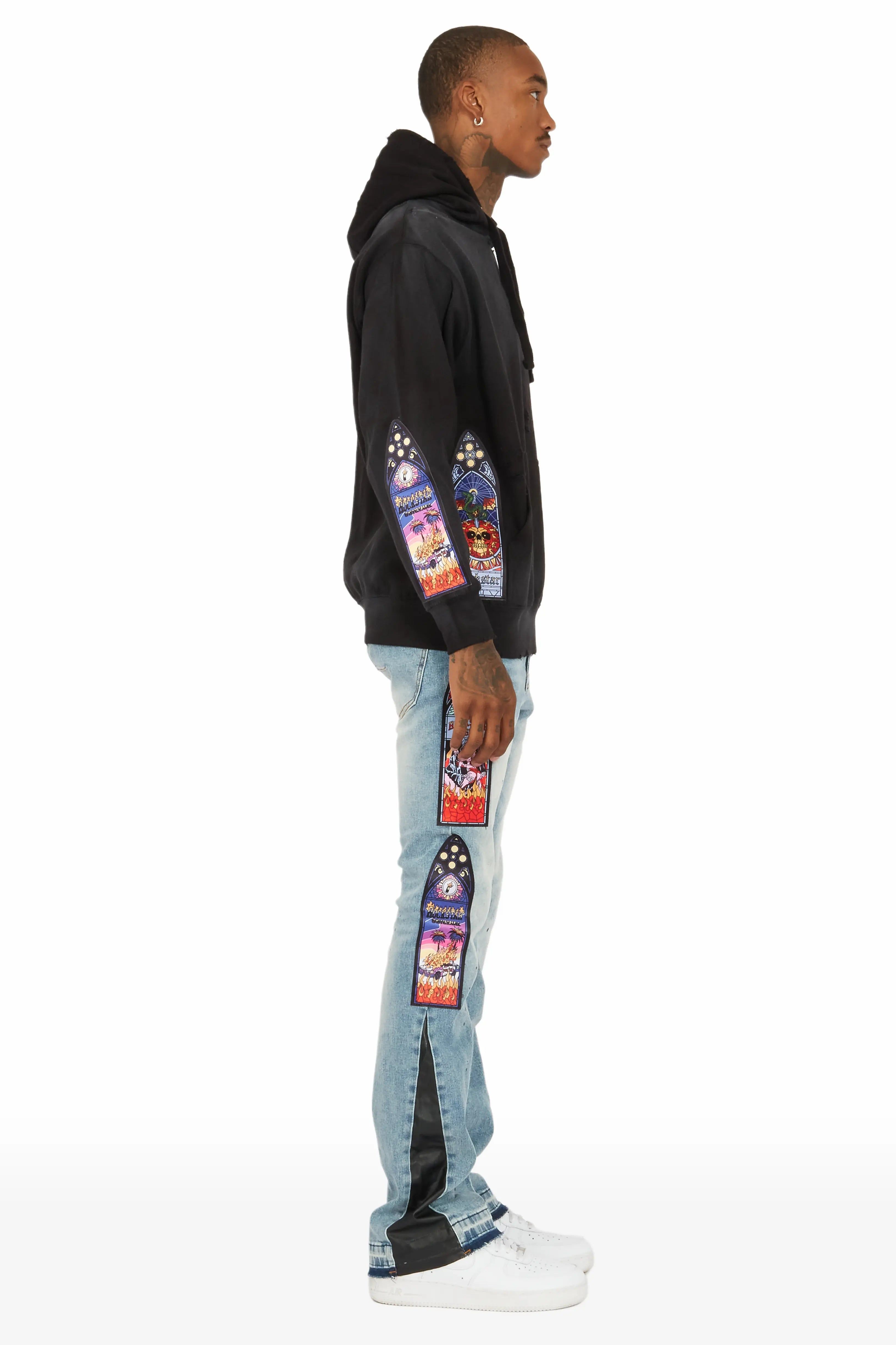 Hamish Black Patchwork Graphic Hoodie sold by Rockstar Original product image thumbnail 4