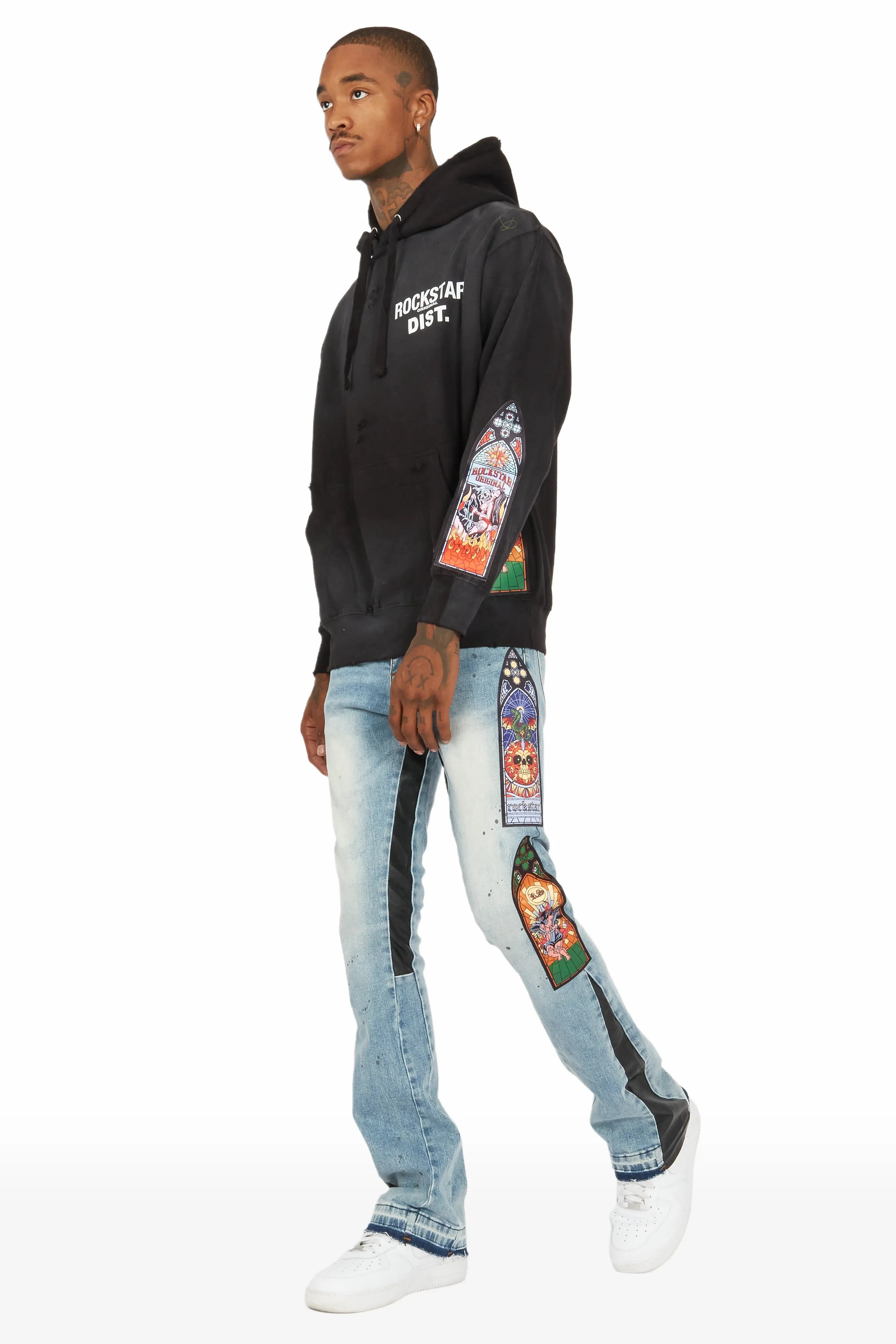 Hamish Black Patchwork Graphic Hoodie sold by Rockstar Original product image thumbnail 6