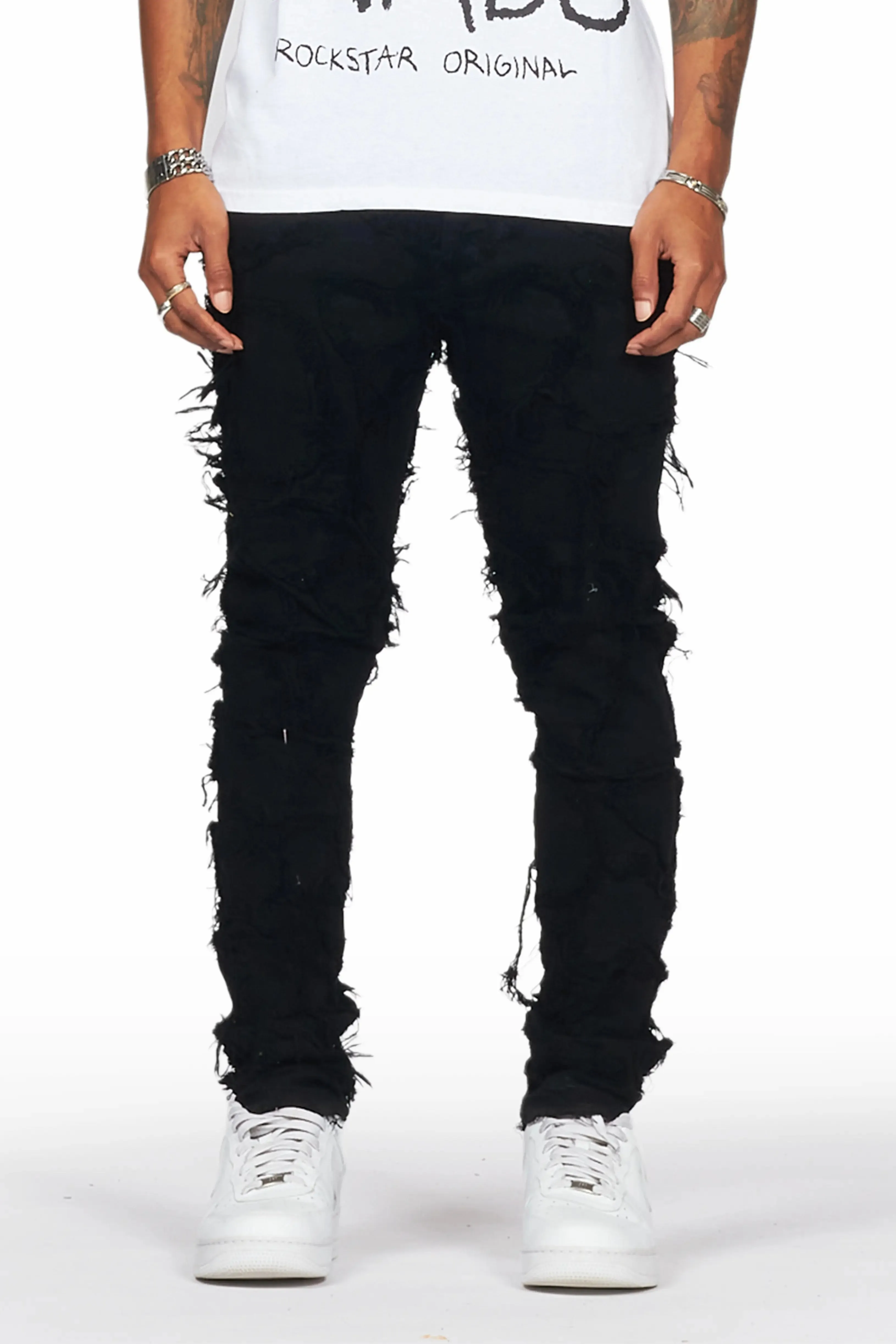 Hakim Jet Black Patchwork Skinny Fit Jean sold by Rockstar Original
