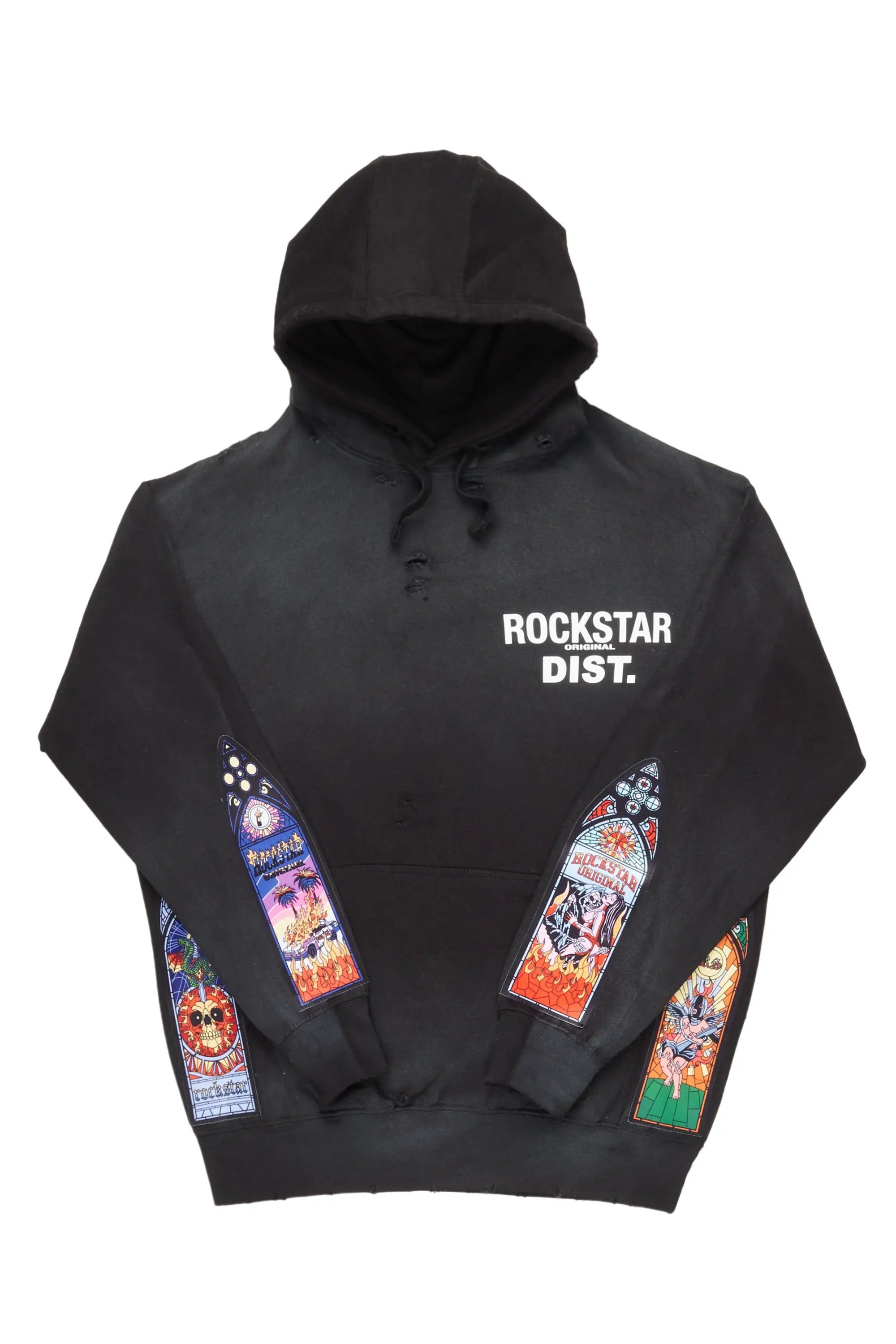 Hamish Black Patchwork Graphic Hoodie sold by Rockstar Original