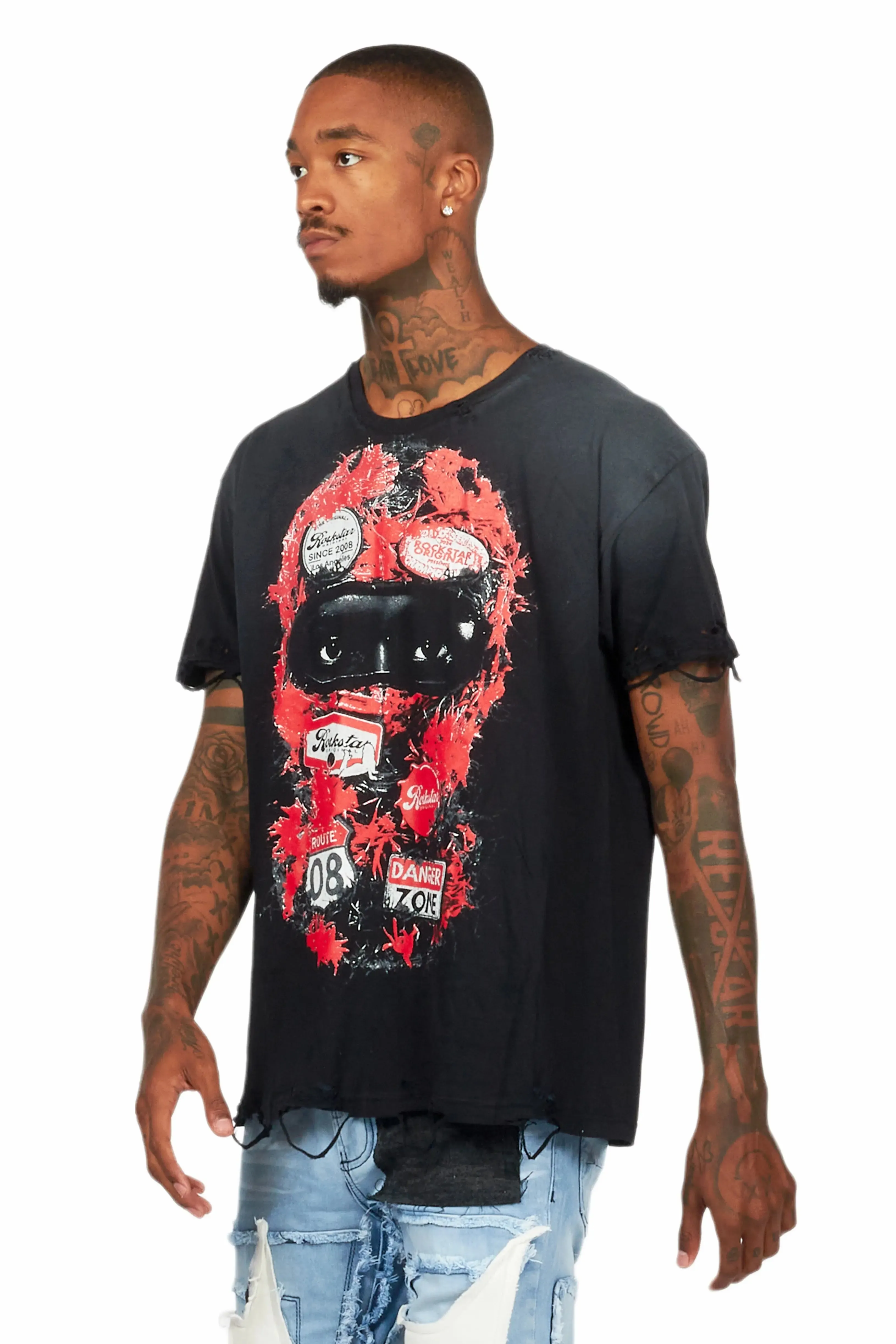 Lemar Black Oversized Graphic T-Shirt sold by Rockstar Original product image thumbnail 5