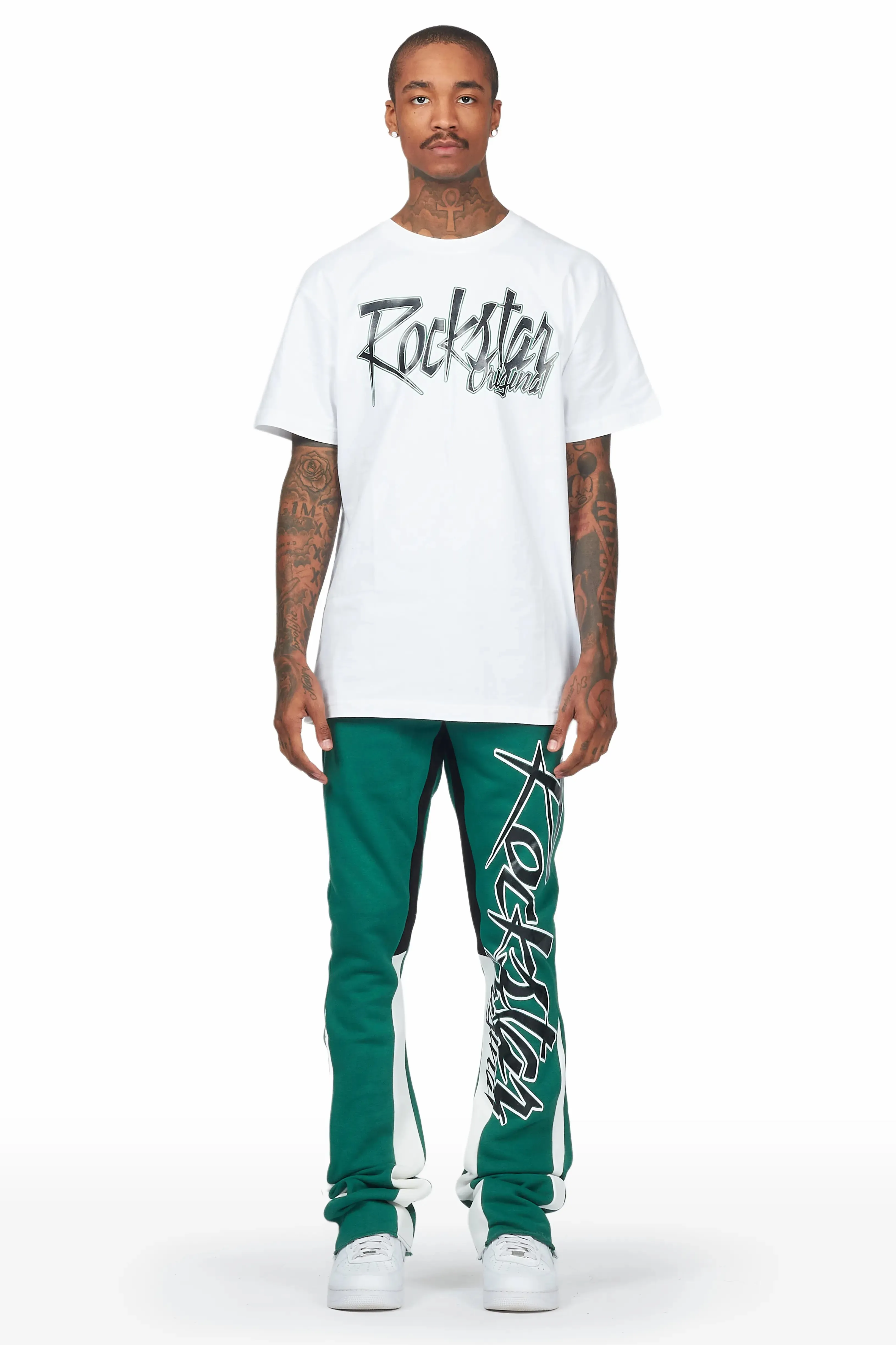 Kalibre White/Green T-Shirt Stacked Flare Track Set sold by Rockstar Original product image thumbnail 2