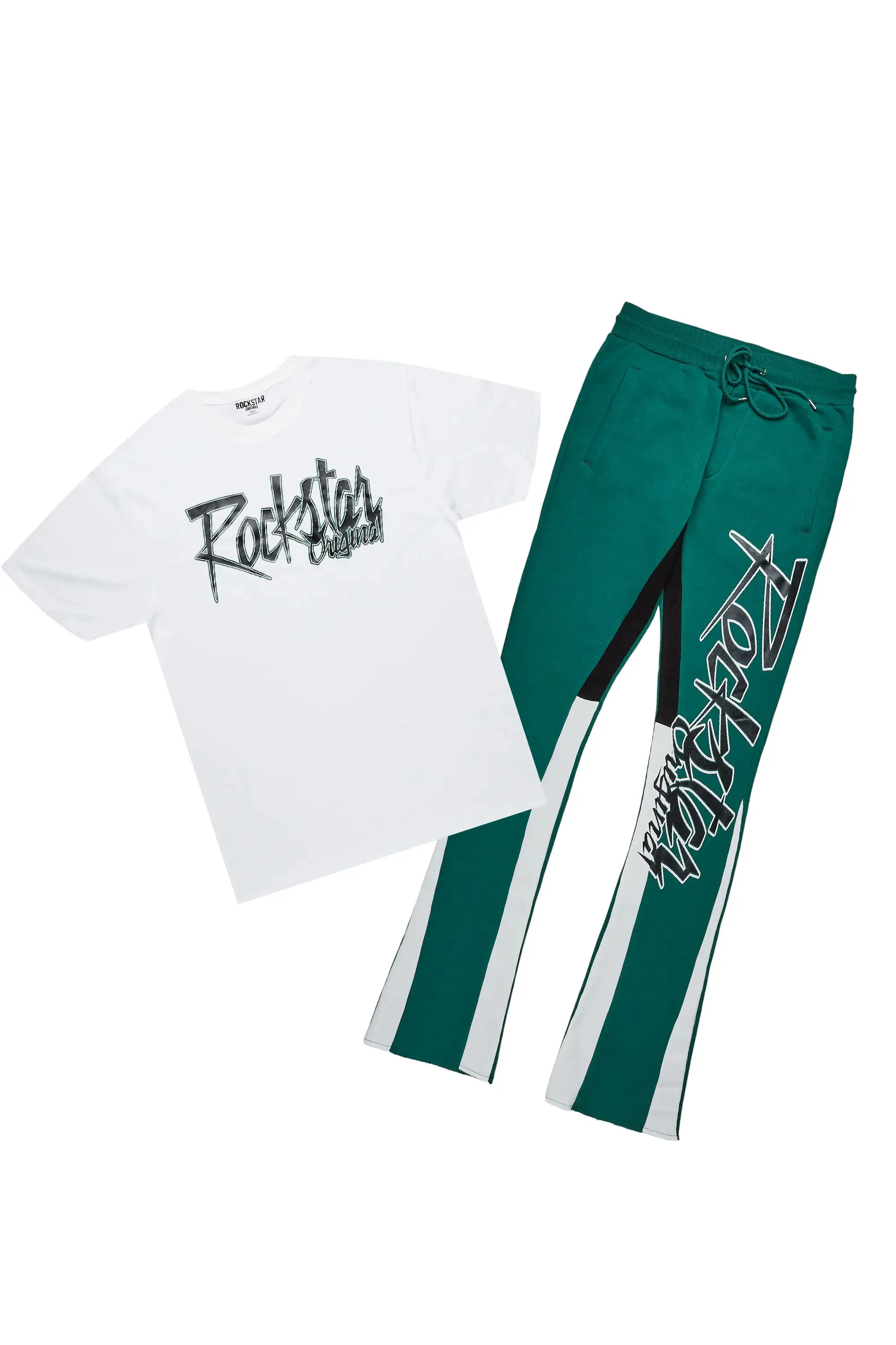 Kalibre White/Green T-Shirt Stacked Flare Track Set sold by Rockstar Original