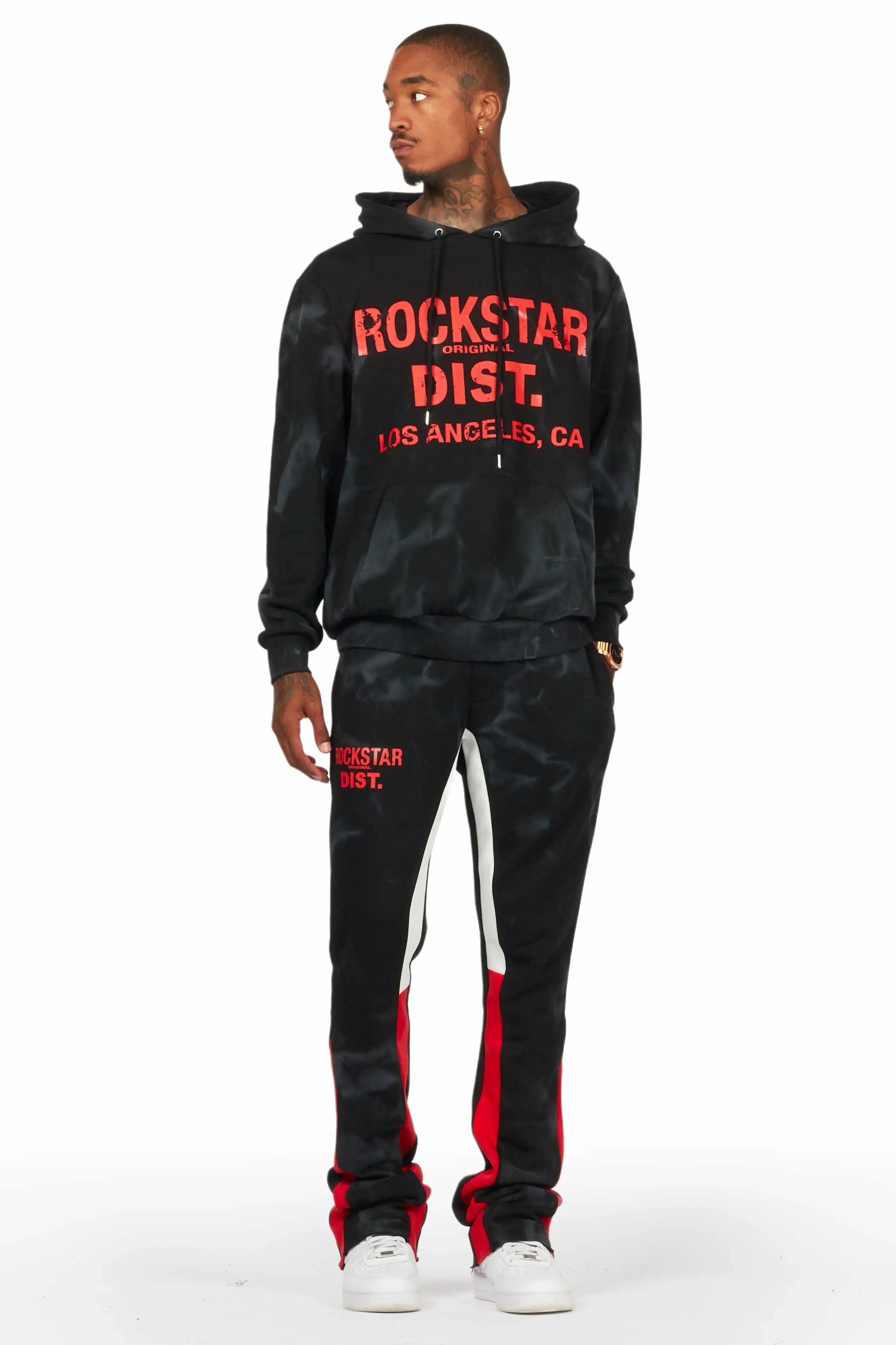 Nelly Black/Red Hoodie Stacked Flare Track Set sold by Rockstar Original