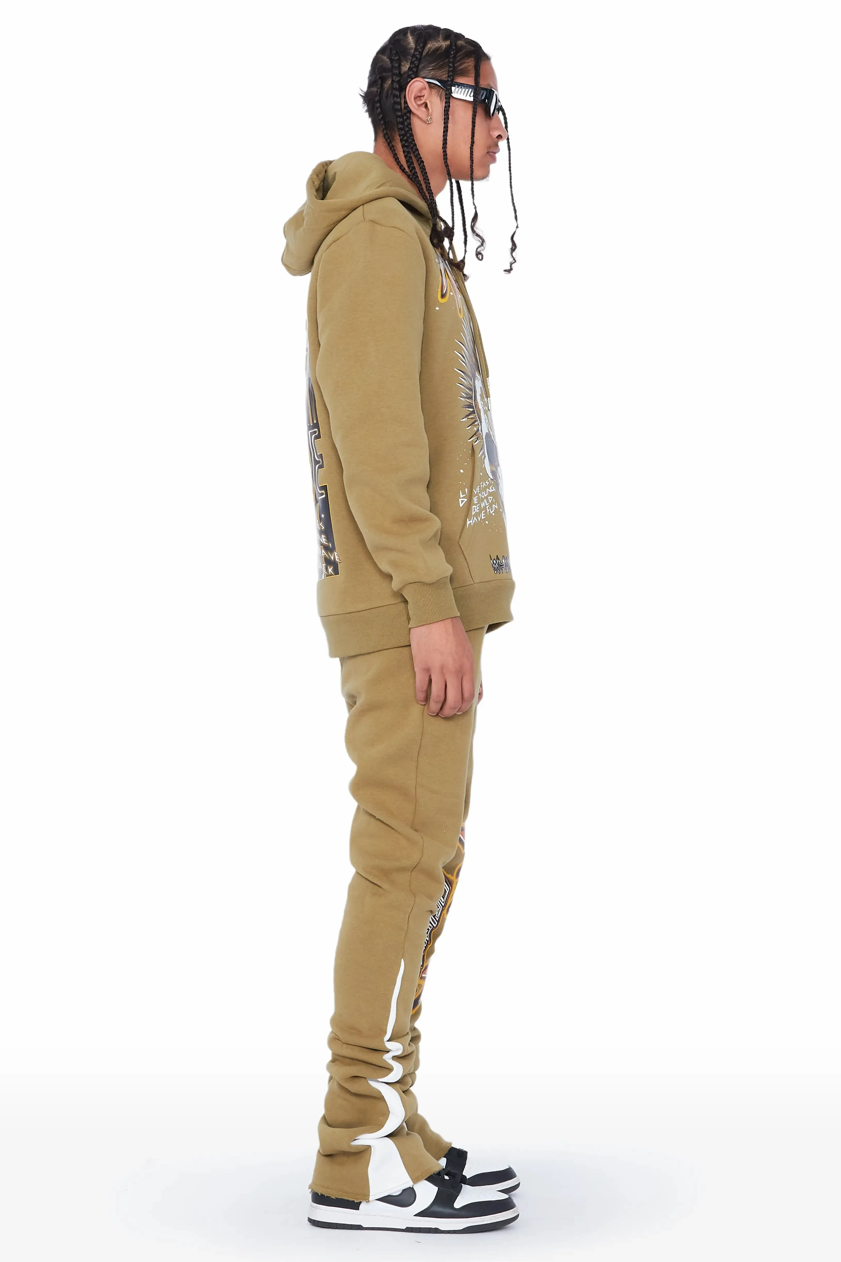 Obern Olive Graphic Hoodie/Stacked Flare Pant Track Set sold by Rockstar Original product image thumbnail 2