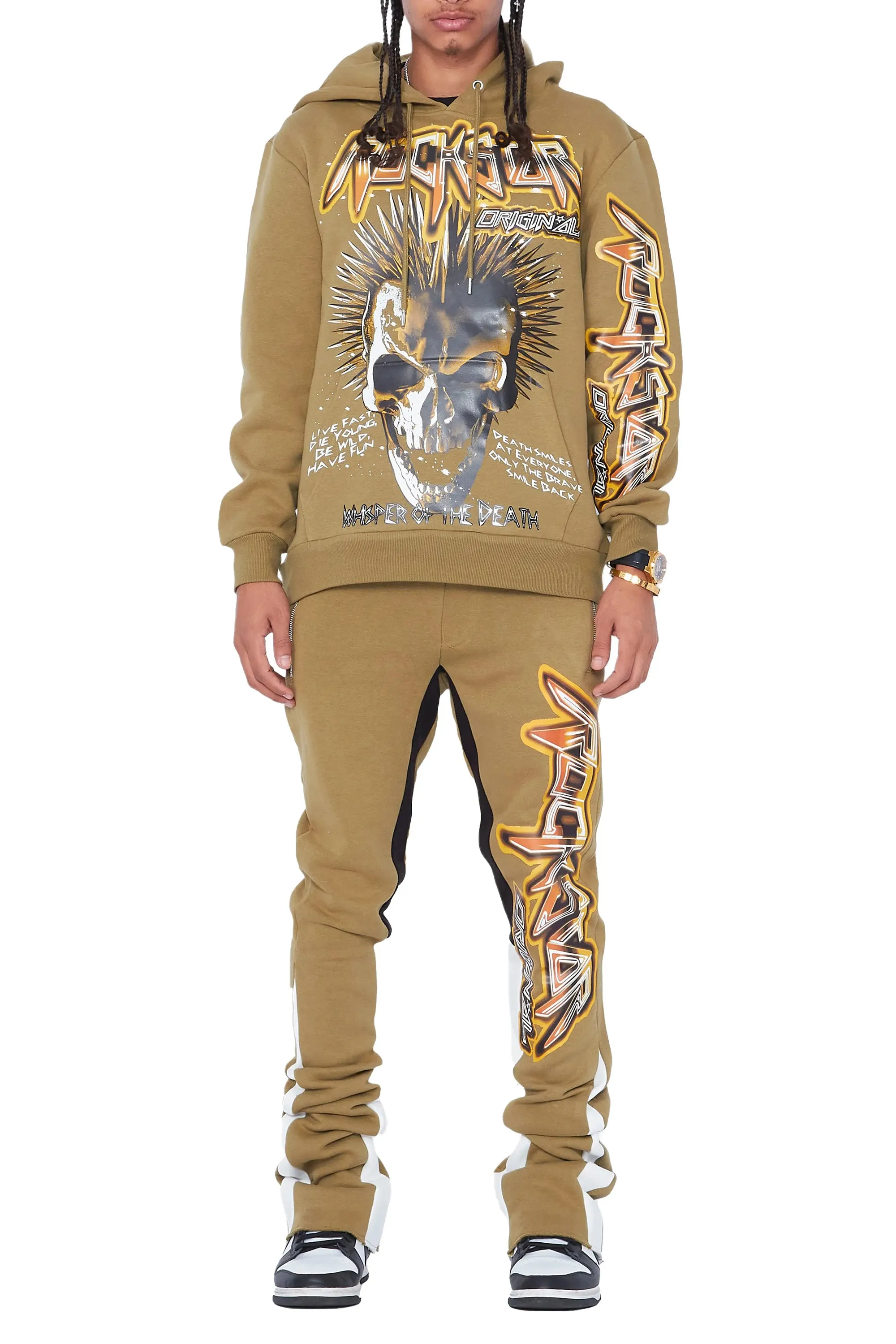 Obern Olive Graphic Hoodie/Stacked Flare Pant Track Set sold by Rockstar Original product image thumbnail 5