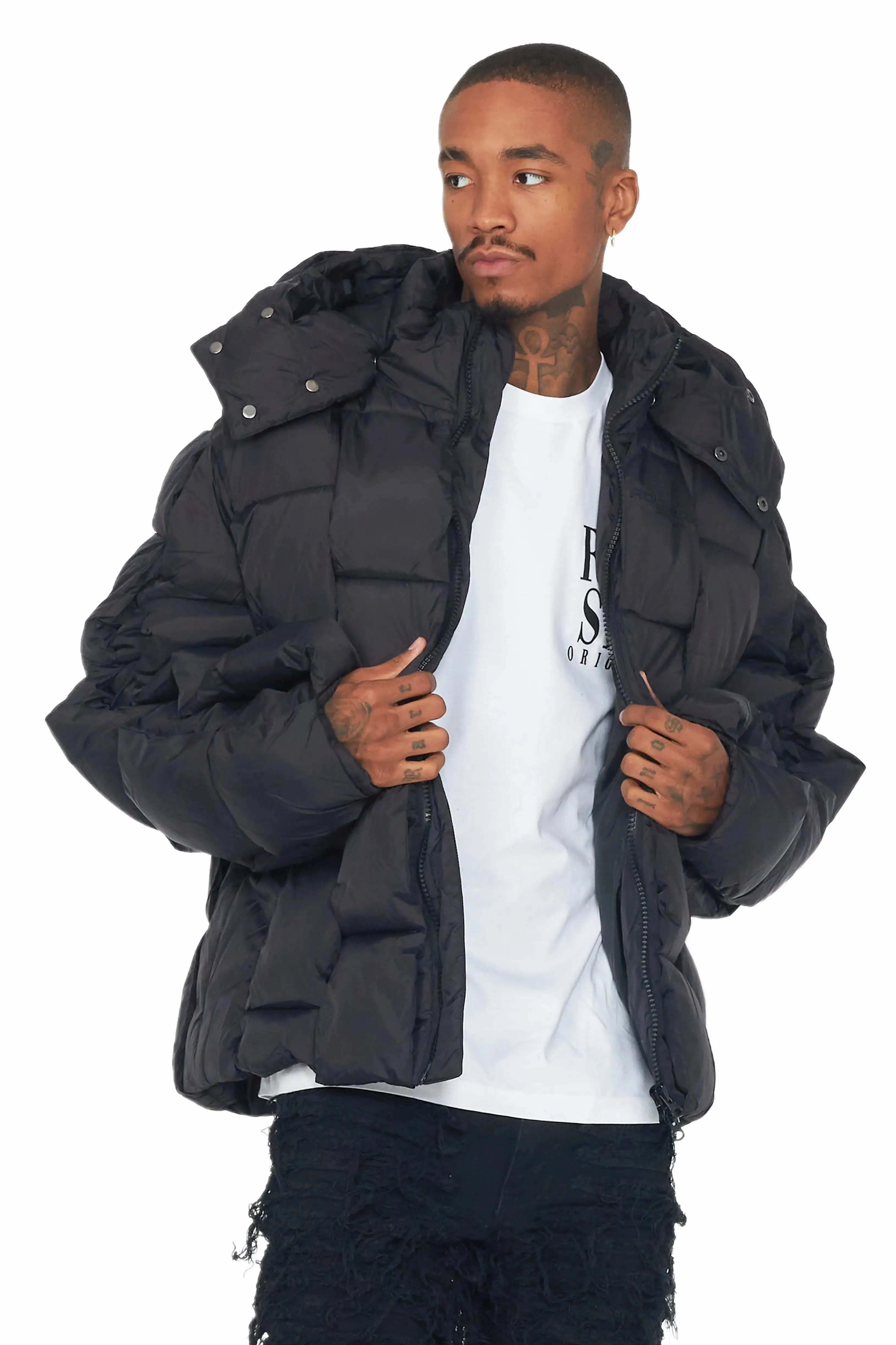 Marley Black Puffer Jacket sold by Rockstar Original product image thumbnail 3