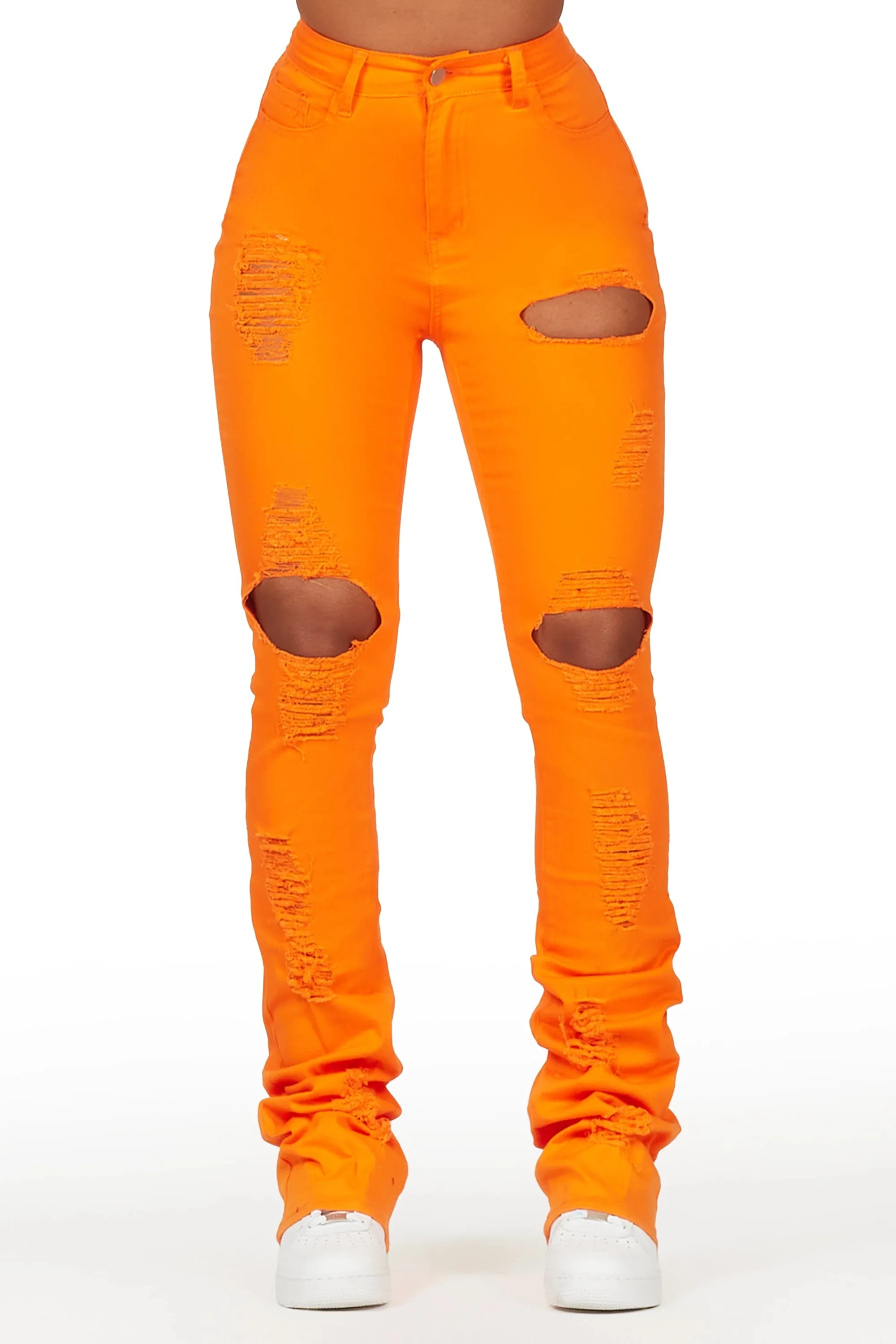 Takasia Orange Distressed Super Stacked Jean sold by Rockstar Original product image thumbnail 4