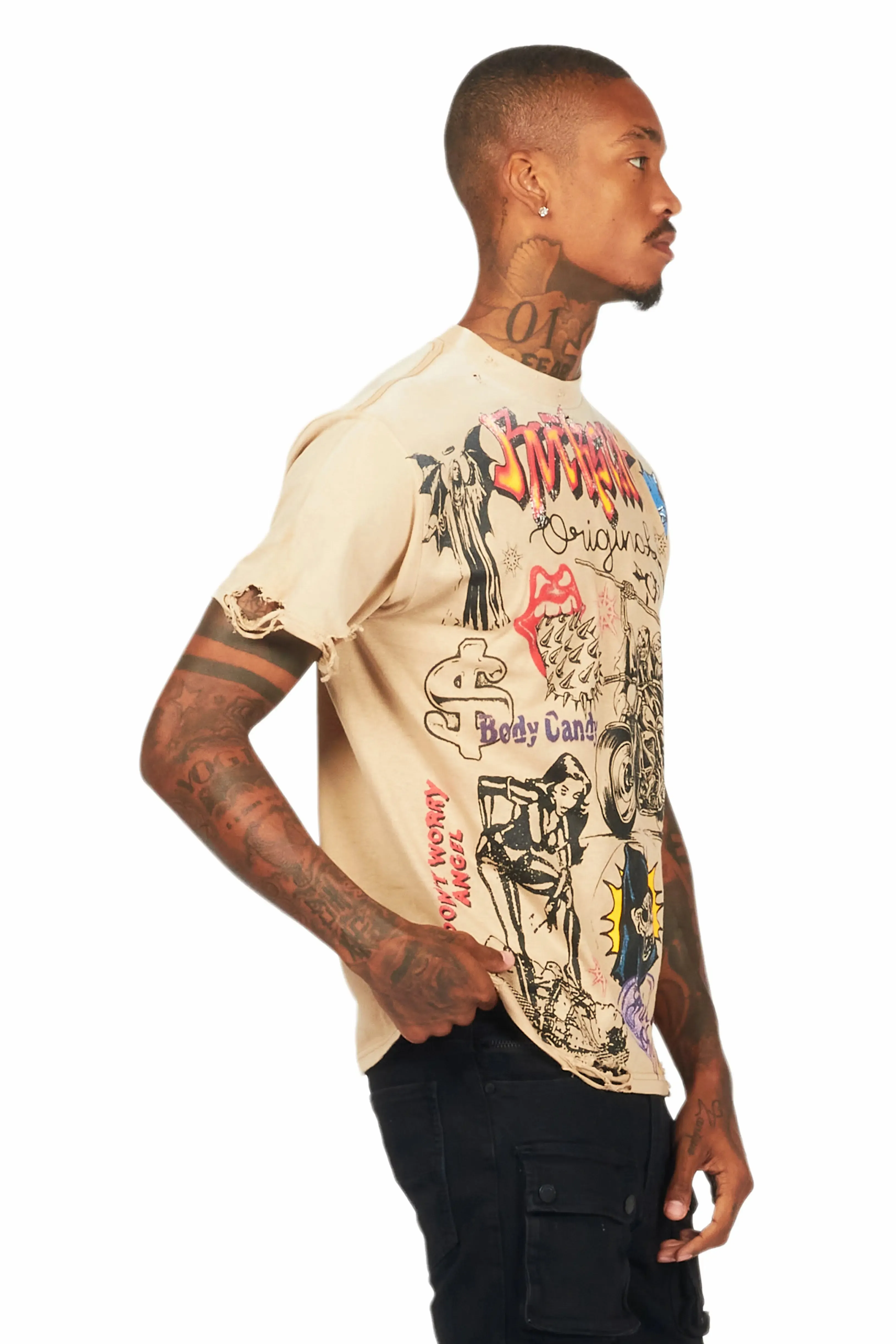 Shoota Beige Oversized Graphic T-Shirt sold by Rockstar Original product image thumbnail 3
