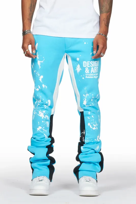 Damone Blue Super Stacked Flare Track Pant sold by Rockstar Original