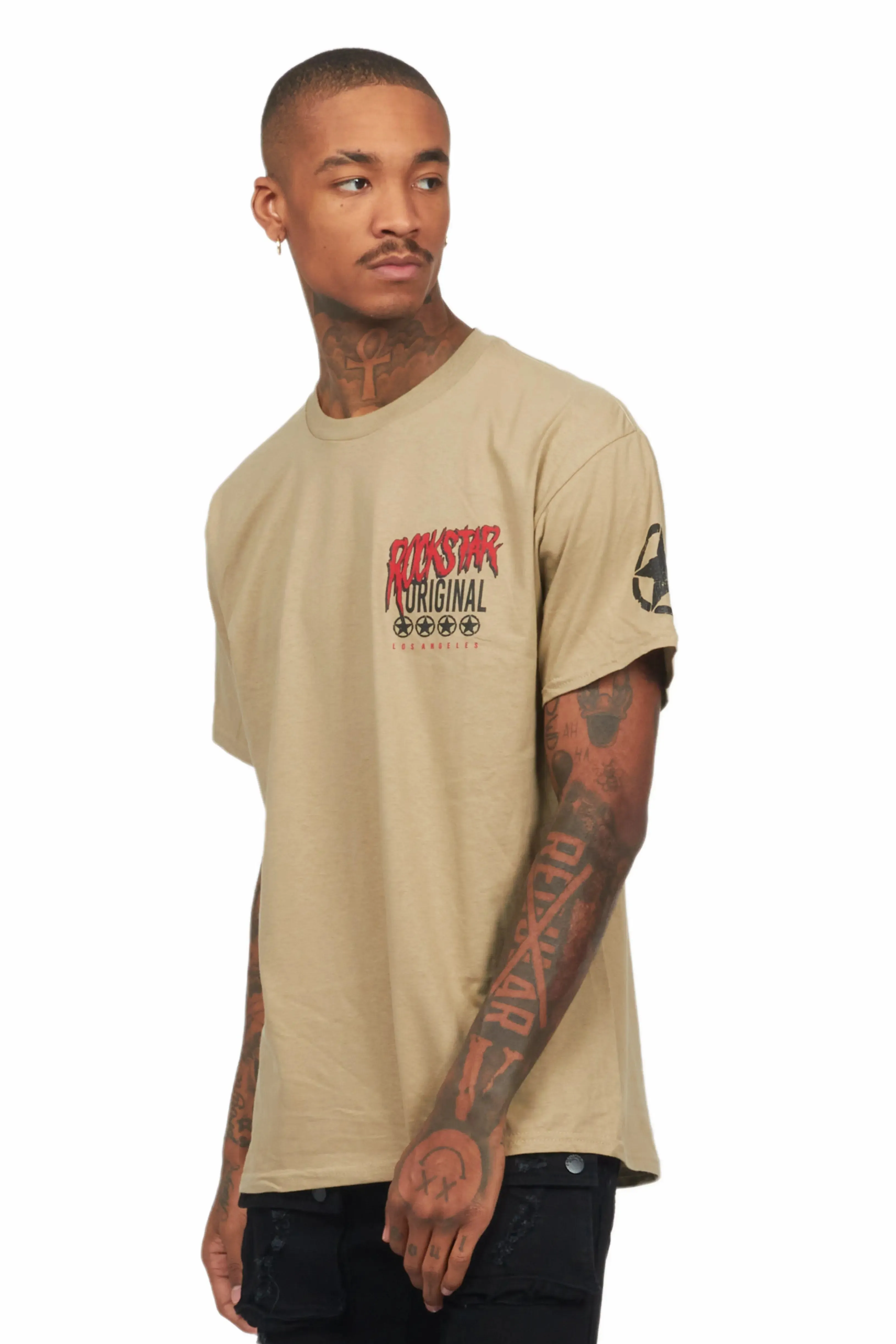 Wizzurd Beige Graphic T-Shirt sold by Rockstar Original product image thumbnail 4