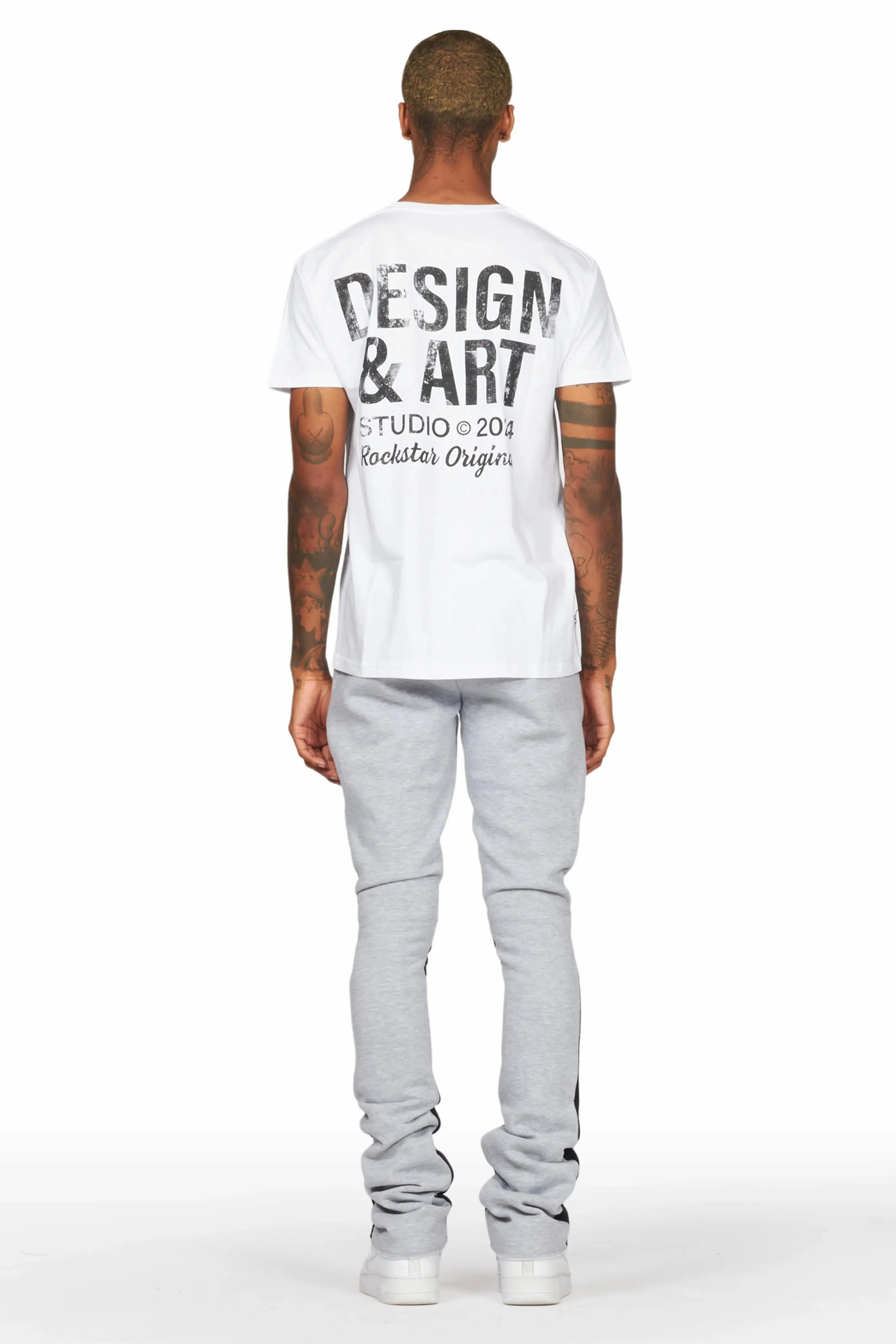 Mancha White/Grey T-Shirt Stacked Flare Track Set sold by Rockstar Original product image thumbnail 4