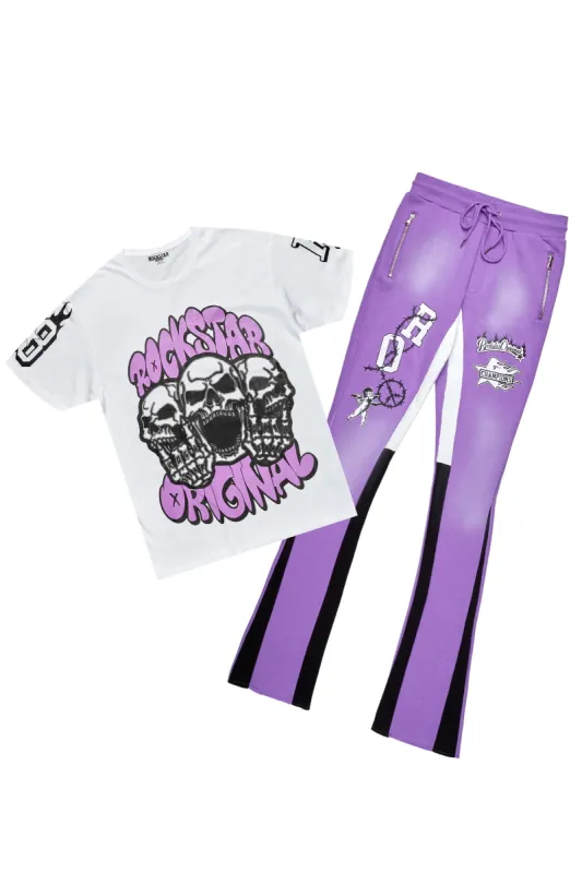 Rune Purple/White T-Shirt/Stacked Flare Track Set sold by Rockstar Original