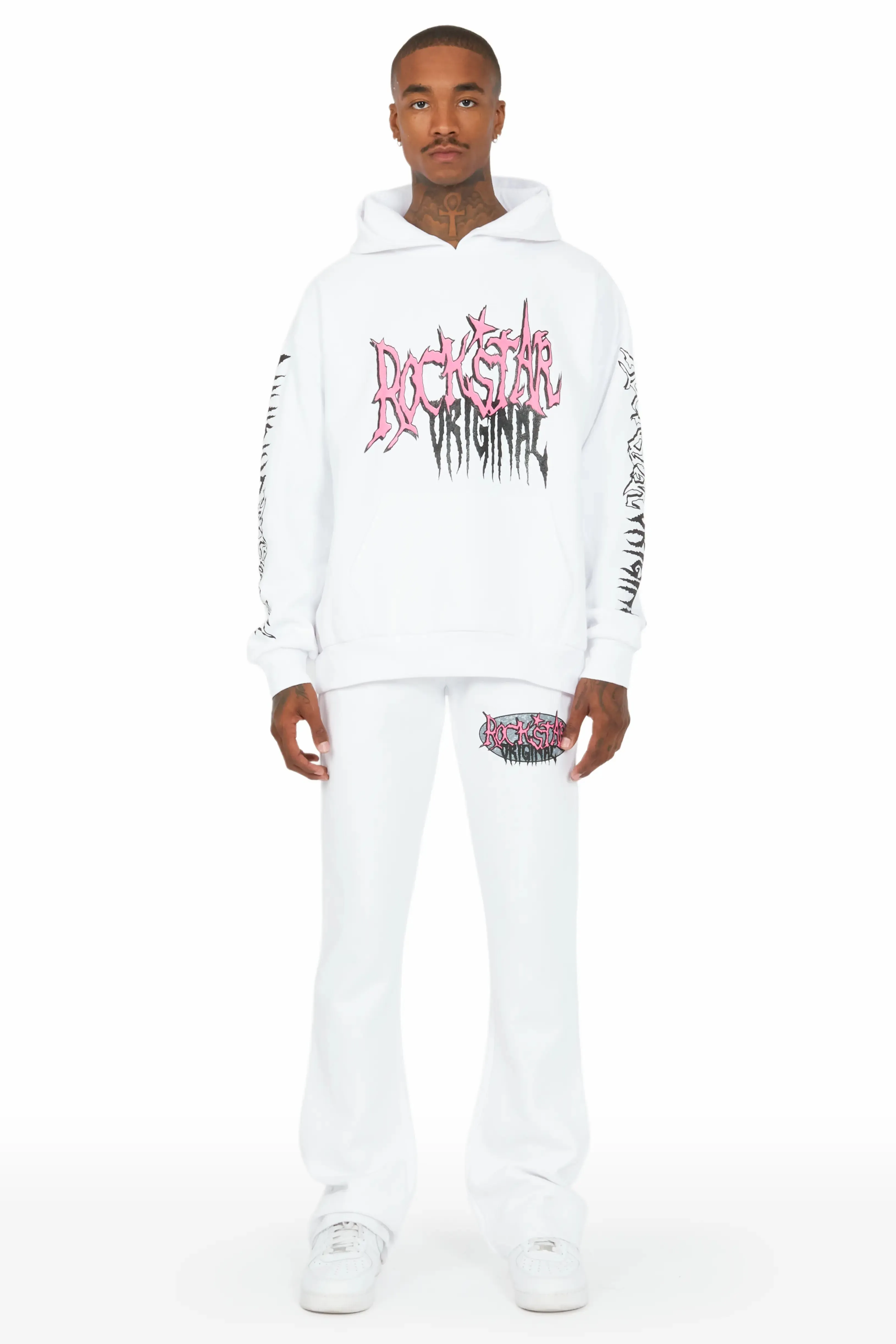 Hawkey White Oversized Hoodie/Flare Trackset sold by Rockstar Original product image thumbnail 2