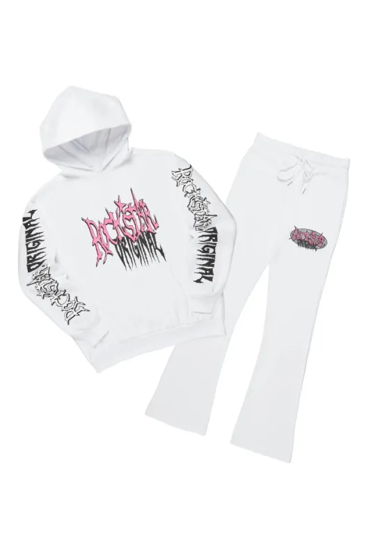 Hawkey White Oversized Hoodie/Flare Trackset sold by Rockstar Original