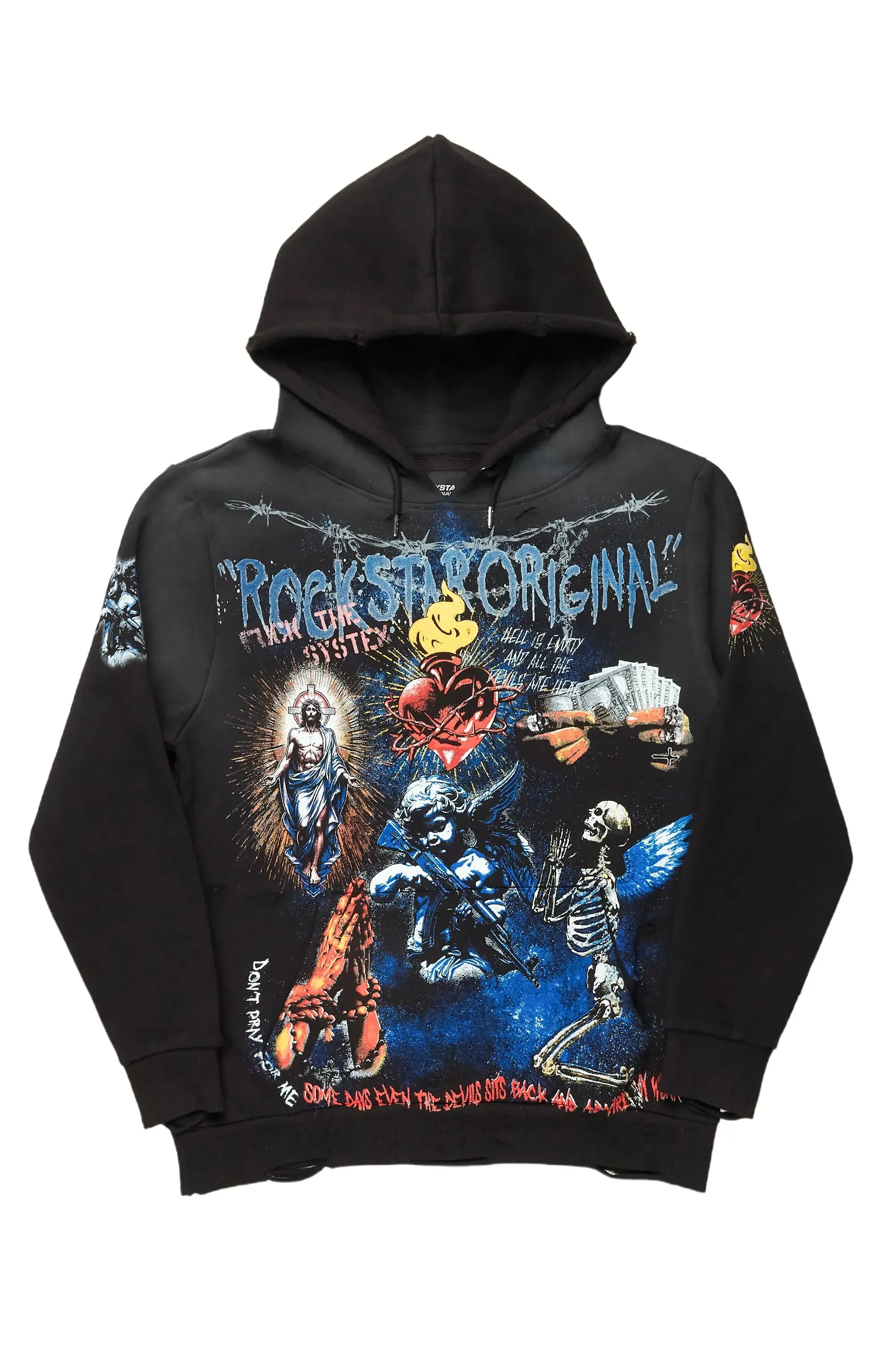 Innis Black Distressed Graphic Hoodie sold by Rockstar Original