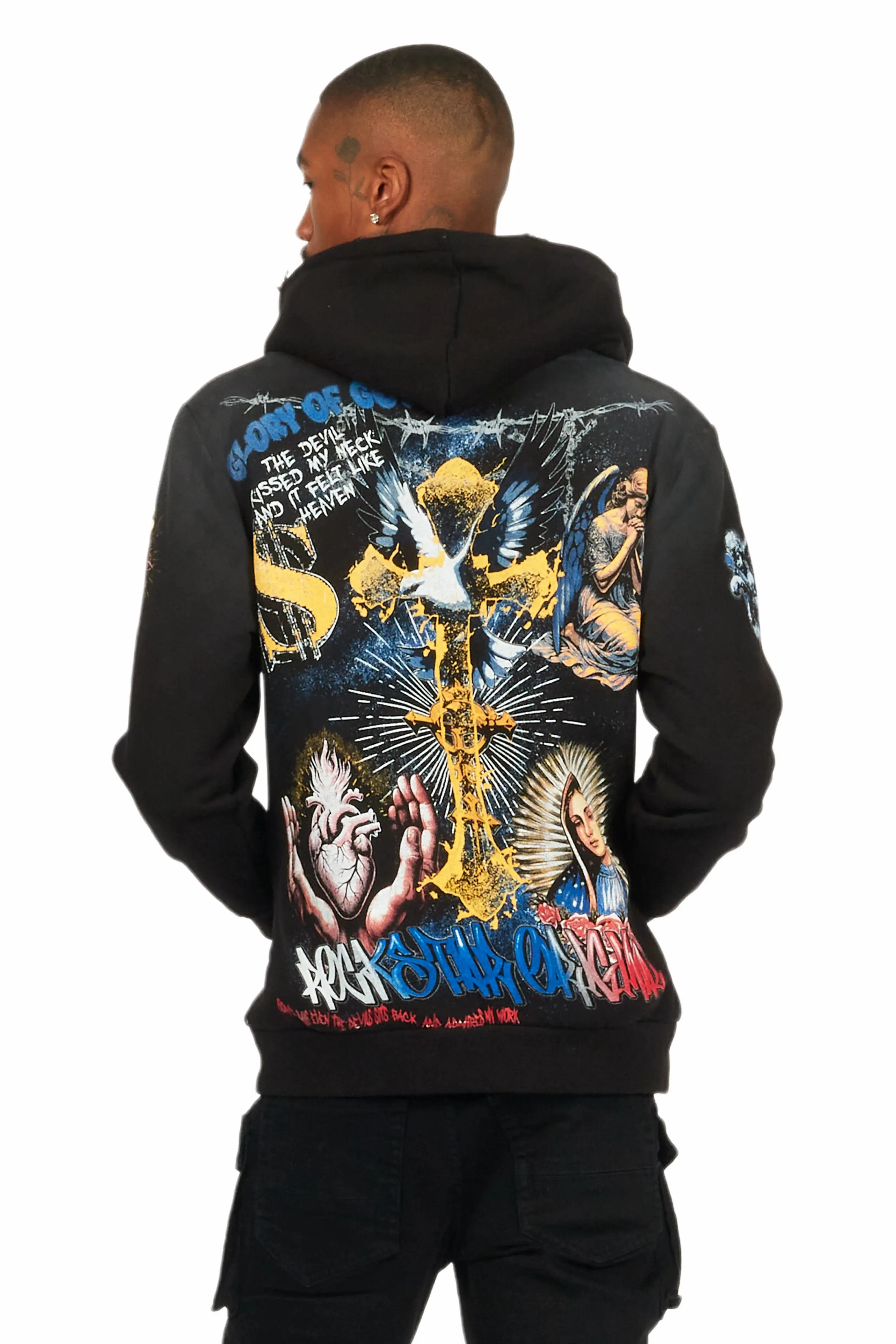 Innis Black Distressed Graphic Hoodie sold by Rockstar Original product image thumbnail 4