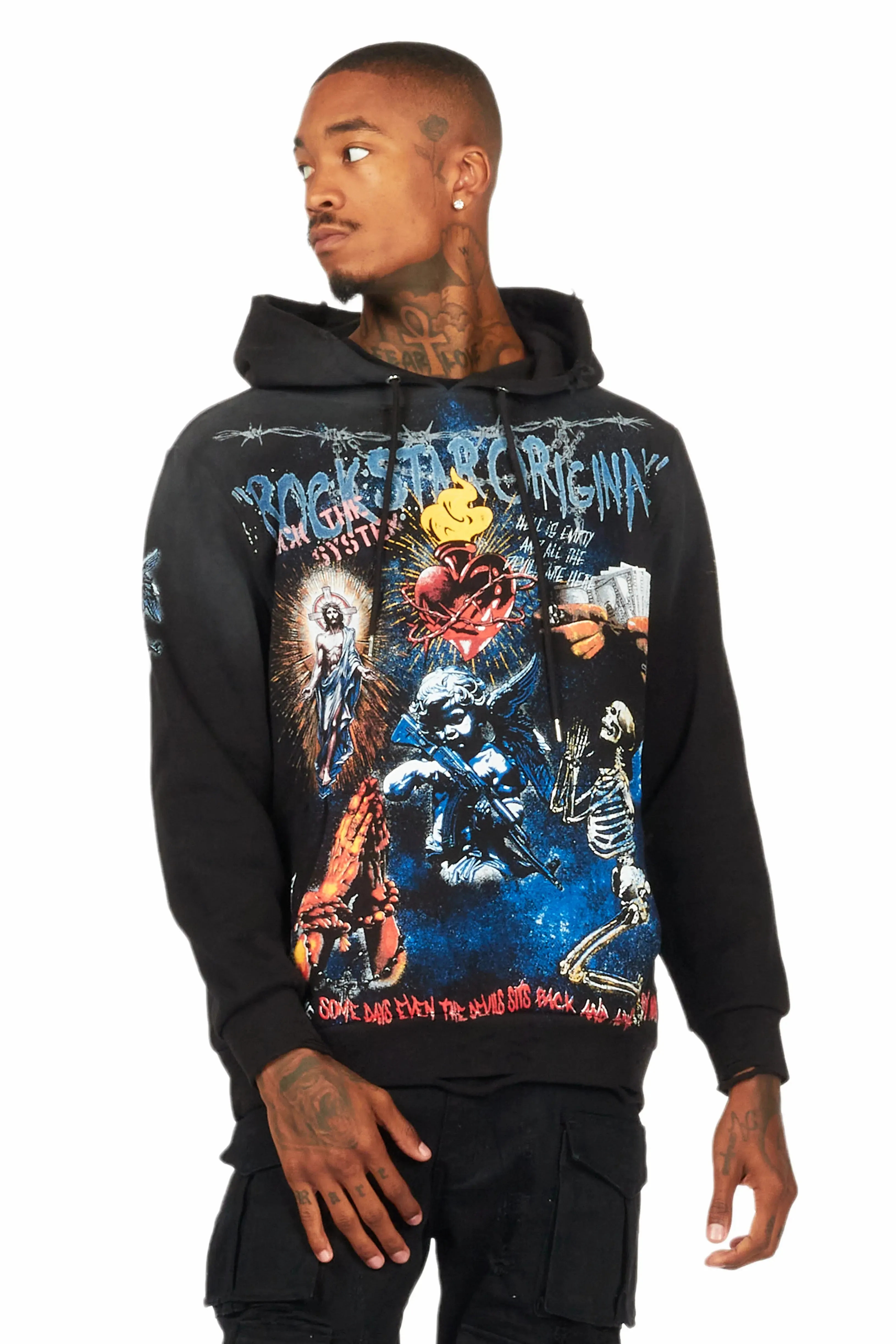 Innis Black Distressed Graphic Hoodie sold by Rockstar Original product image thumbnail 2