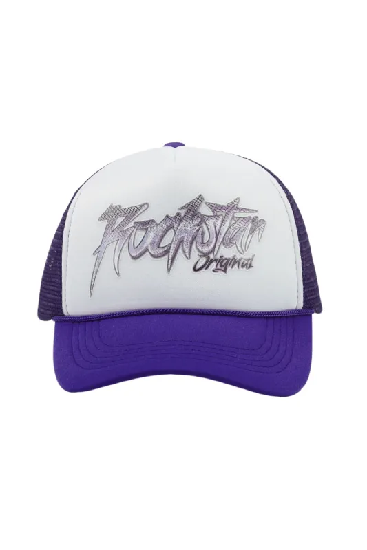 Mikelo White/Purple Trucker Hat sold by Rockstar Original